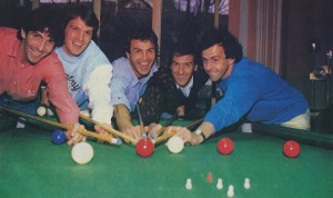Scirea enjoying a game of pool with his Juventus Teammates