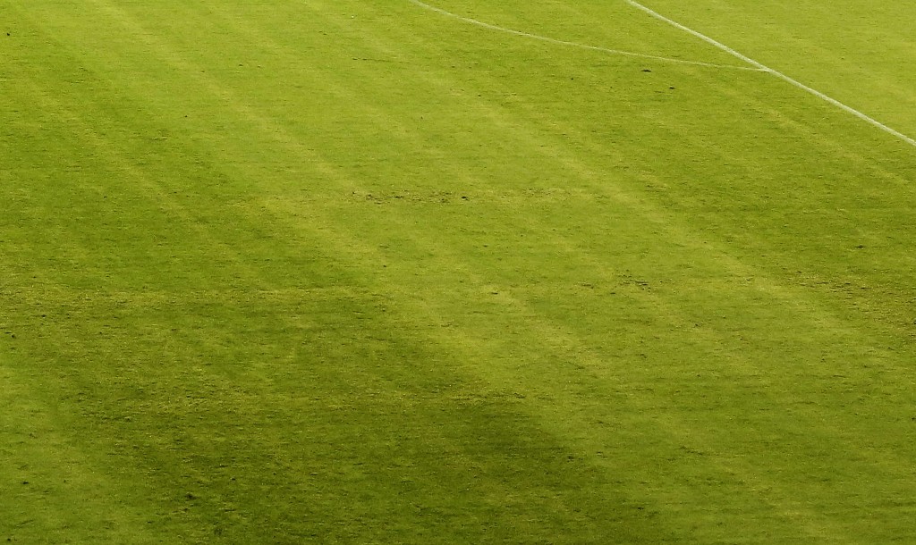 The Swastika symbol, seen on the pitch, at the Poljud Stadium, in Croatia.