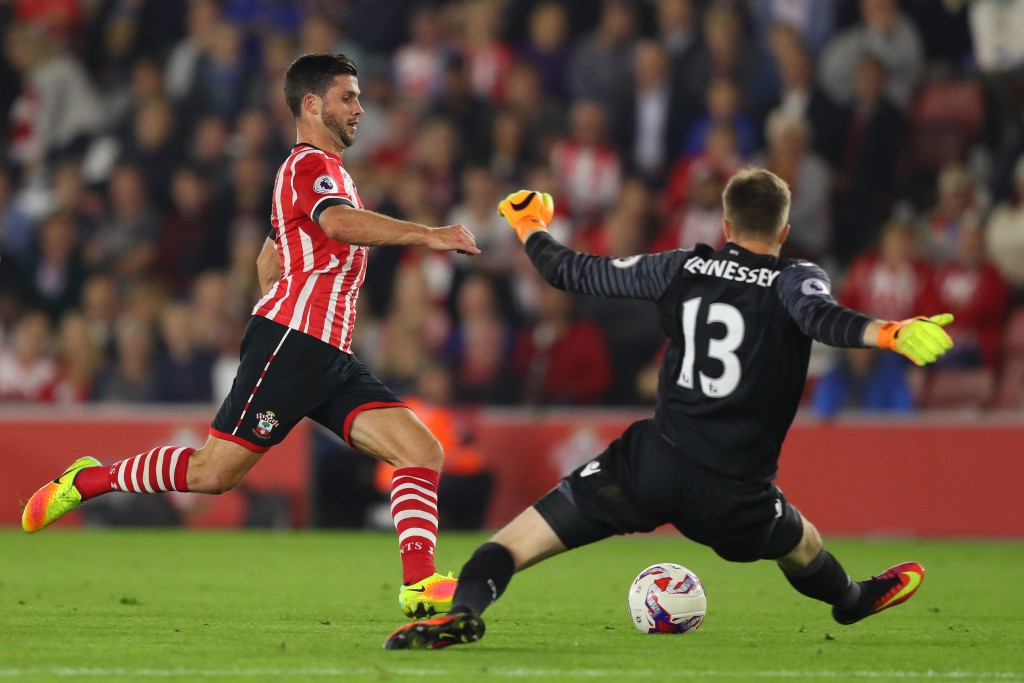 SOUTHAMPTON, ENGLAND - SEPTEMBER 21: Shane Long of Southampton shot is saved by Wayne Hennessey of Crystal Palace during the EFL Cup Third Round match between Southampton and Crystal Palace at St Mary's Stadium on September 21, 2016 in Southampton, England. (Photo by Richard Heathcote/Getty Images)