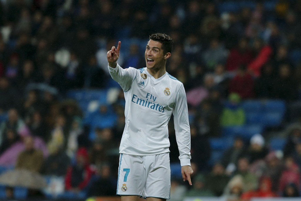 MADRID, SPAIN - MARCH 03: Cristiano Ronaldo of Real Madrid CF reacts during the La Liga match between Real Madrid CF and Getafe CF at Estadio Santiago Bernabeu on March 3, 2018 in Madrid, Spain. (Photo by Gonzalo Arroyo Moreno/Getty Images)