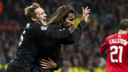 Samaras celebrates against Spartak Moscow