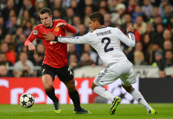 Van persie endured a frustrating night with Varane on his heels