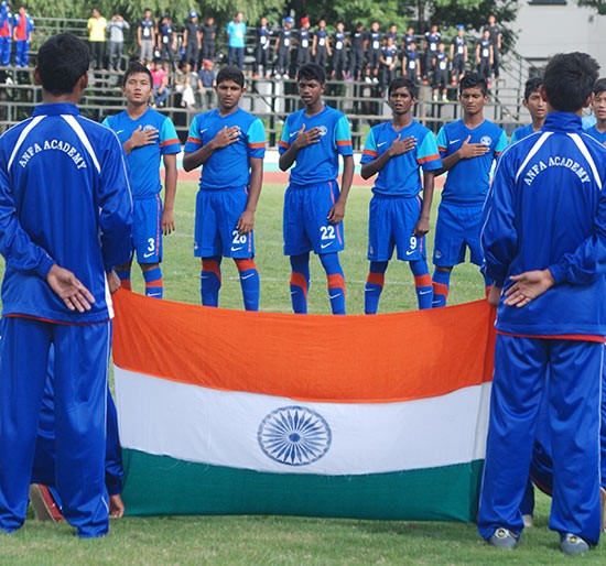 Indian Team during the National Anthem