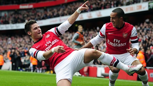 Olivier Giroud (left, Arsenal striker) and Theo Walcott (right, Arsenal winger/striker) |