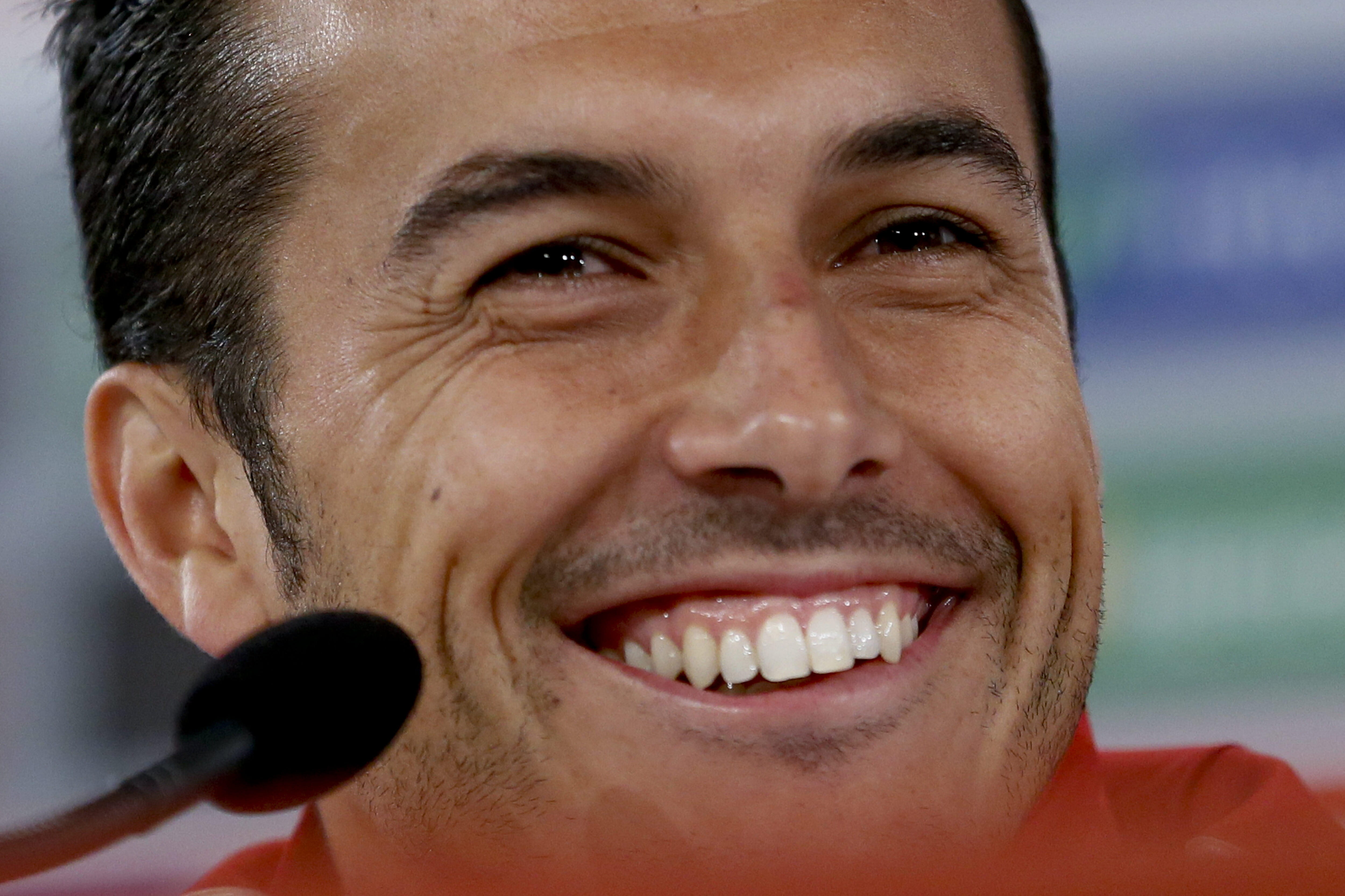 epa04261191 Pedro Rodriguez of the Spanish soccer team during a press conference in Curitiba, Brazil, 16 June 2014. Spain will face Chile in their second match of group B for the FIFA World Cup Brazil 2014 at Maracana stadium in Rio de Janeiro on 18 June 2014.  EPA/JuanJo Martin