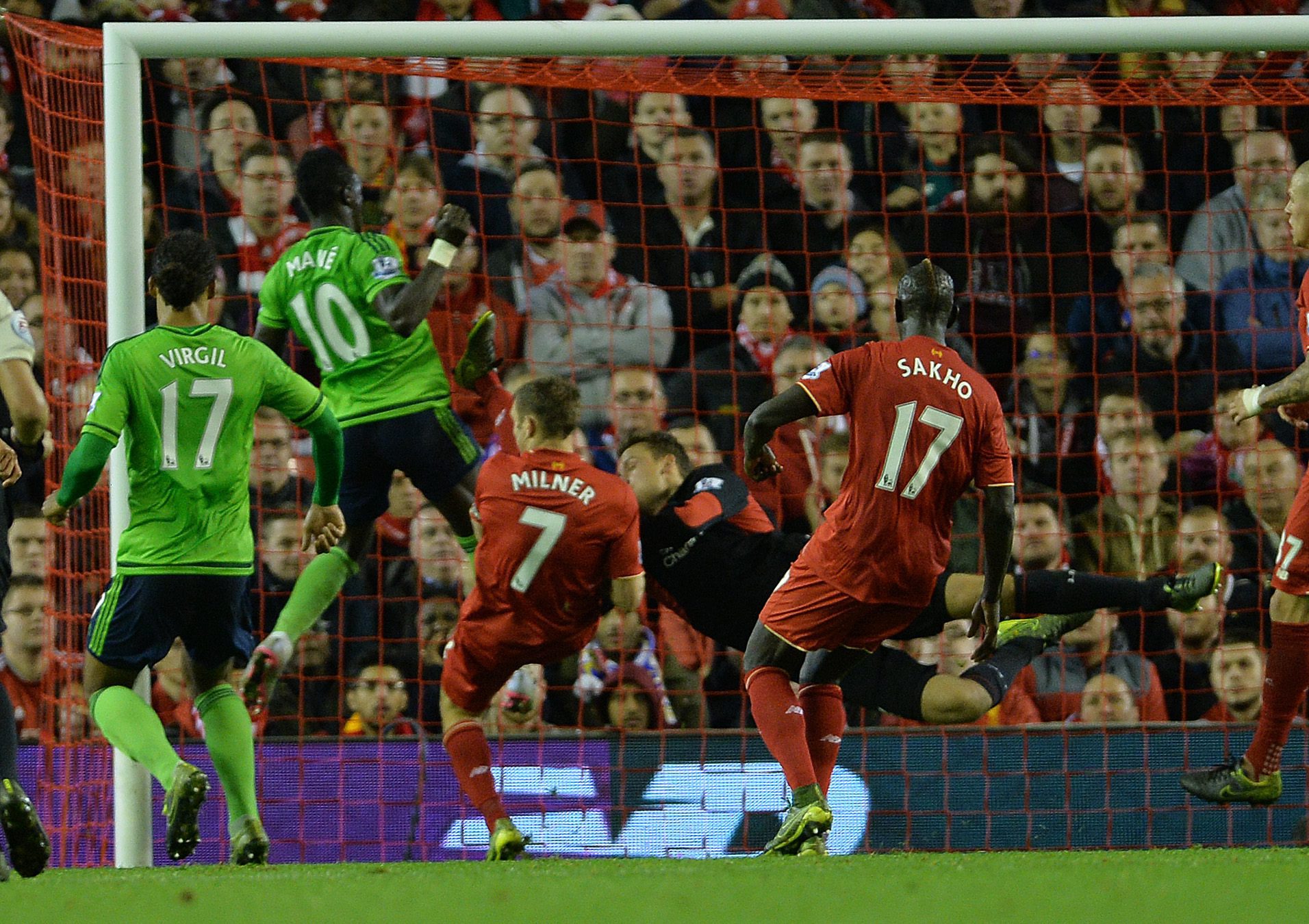 Sadio Mane (No 10 in picture) was lively enough to earn Southampton the draw
