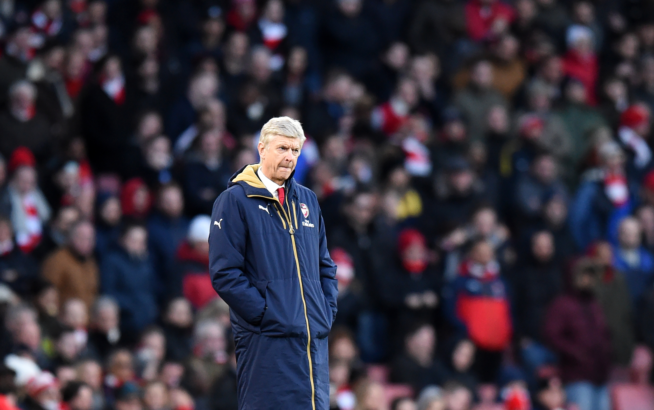 epa05135529 Arsenal manager Arsene Wenger during the English FA Cup fourth round game between Arsenal and Burnley at the Emirates stadium in London, Britain, 30 January 2016.  EPA/FACUNDO ARRIZABALAGA EDITORIAL USE ONLY. No use with unauthorized audio, video, data, fixture lists, club/league logos or 'live' services. Online in-match use limited to 75 images, no video emulation. No use in betting, games or single club/league/player publications