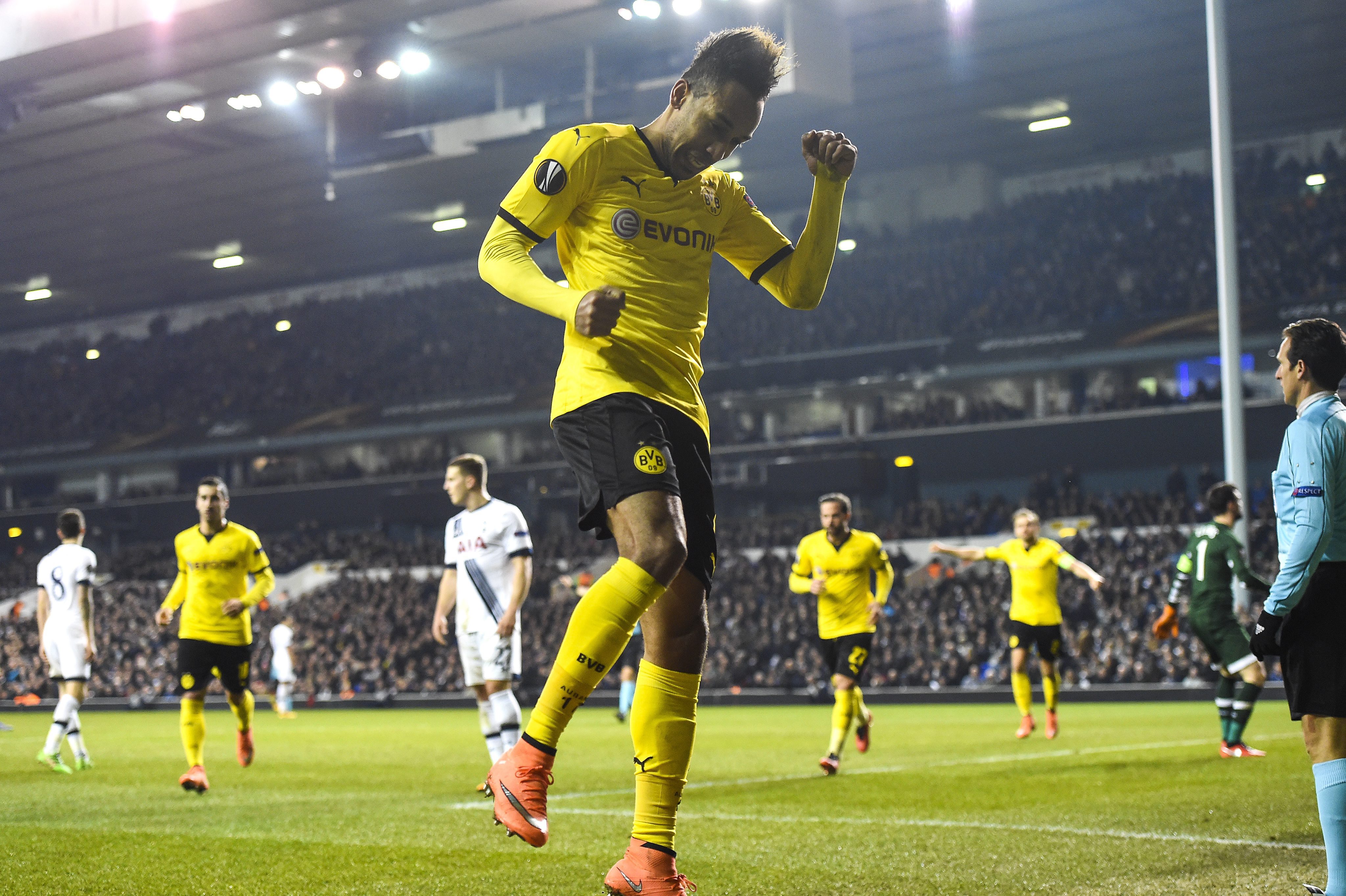 Aubameyang seems to be enjoying himself at the Signal-Iduna Park and has said he would only consider a move to Real Madrid. (Picture Courtesy - AFP/Getty Images)