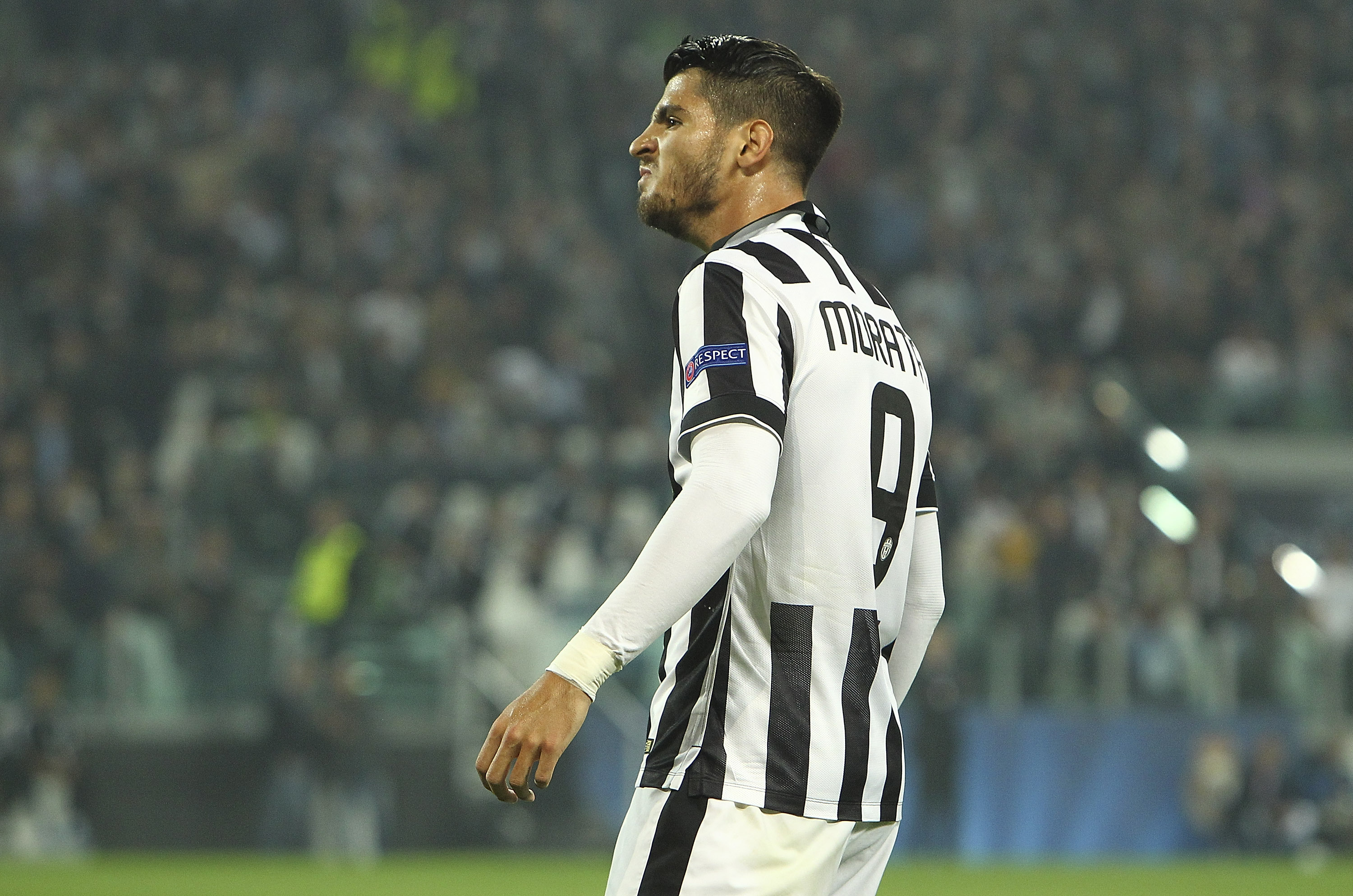 TURIN, ITALY - MAY 05:  Alvaro Morata of Juventus FC celebrates after scoring the opening goal during the UEFA Champions League semi final match between Juventus and Real Madrid CF at Juventus Arena on May 5, 2015 in Turin, Italy.  (Photo by Marco Luzzani/Getty Images)