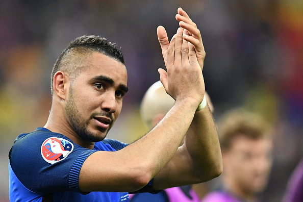 France's forward Dimitri Payet applauds after the Euro 2016 group A football match between France and Romania at Stade de France, in Saint-Denis, north of Paris, on June 10, 2016. / AFP / FRANCK FIFE        (Photo credit should read FRANCK FIFE/AFP/Getty Images)
