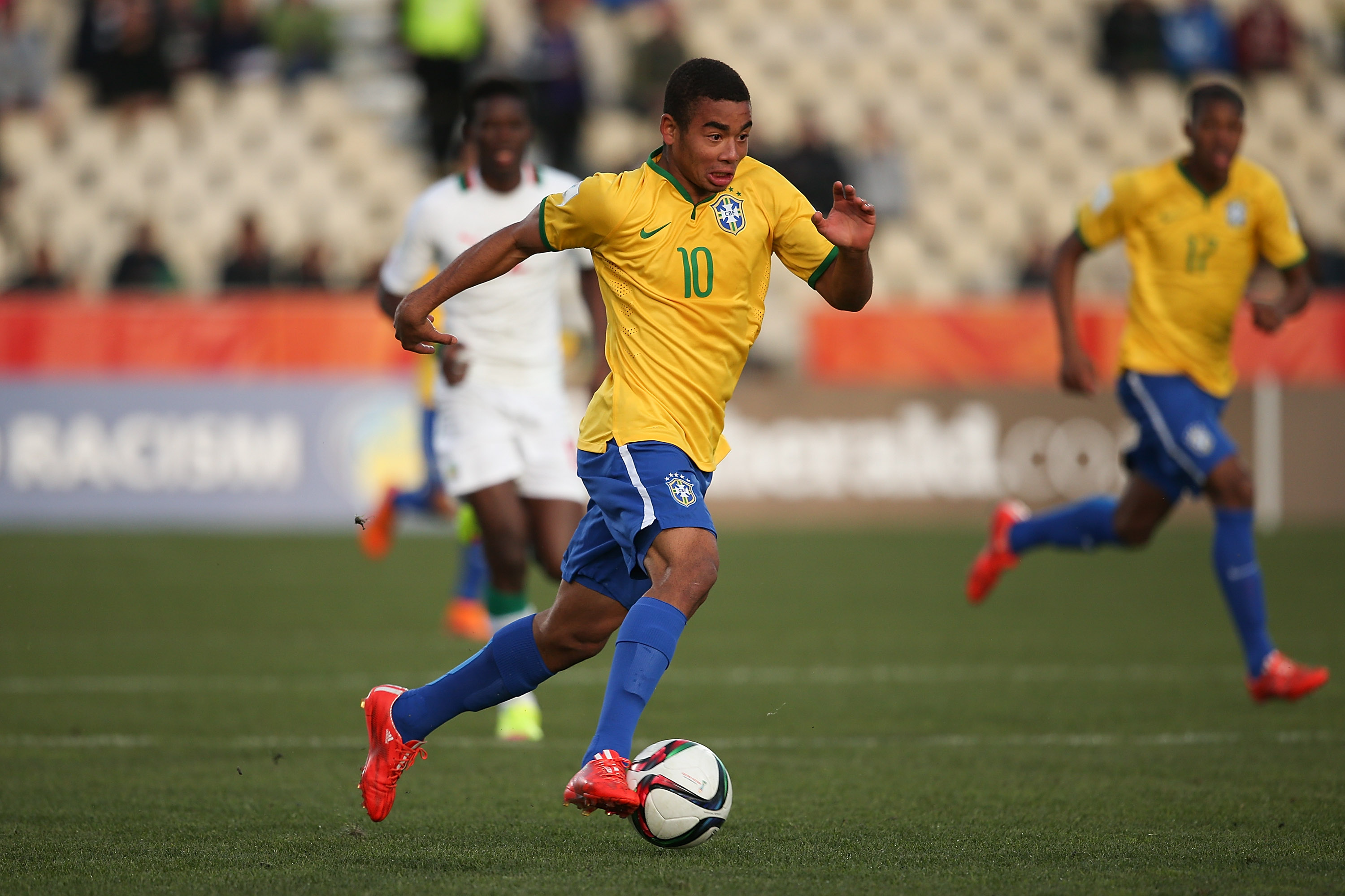 CHRISTCHURCH, NEW ZEALAND - JUNE 17:  Gabriel Jesus of Brazil controls the ball during the FIFA U-20 World Cup Semi Final match between Brazil and Senegal at Christchurch Stadium on June 17, 2015 in Christchurch, New Zealand.  (Photo by Martin Hunter/Getty Images)