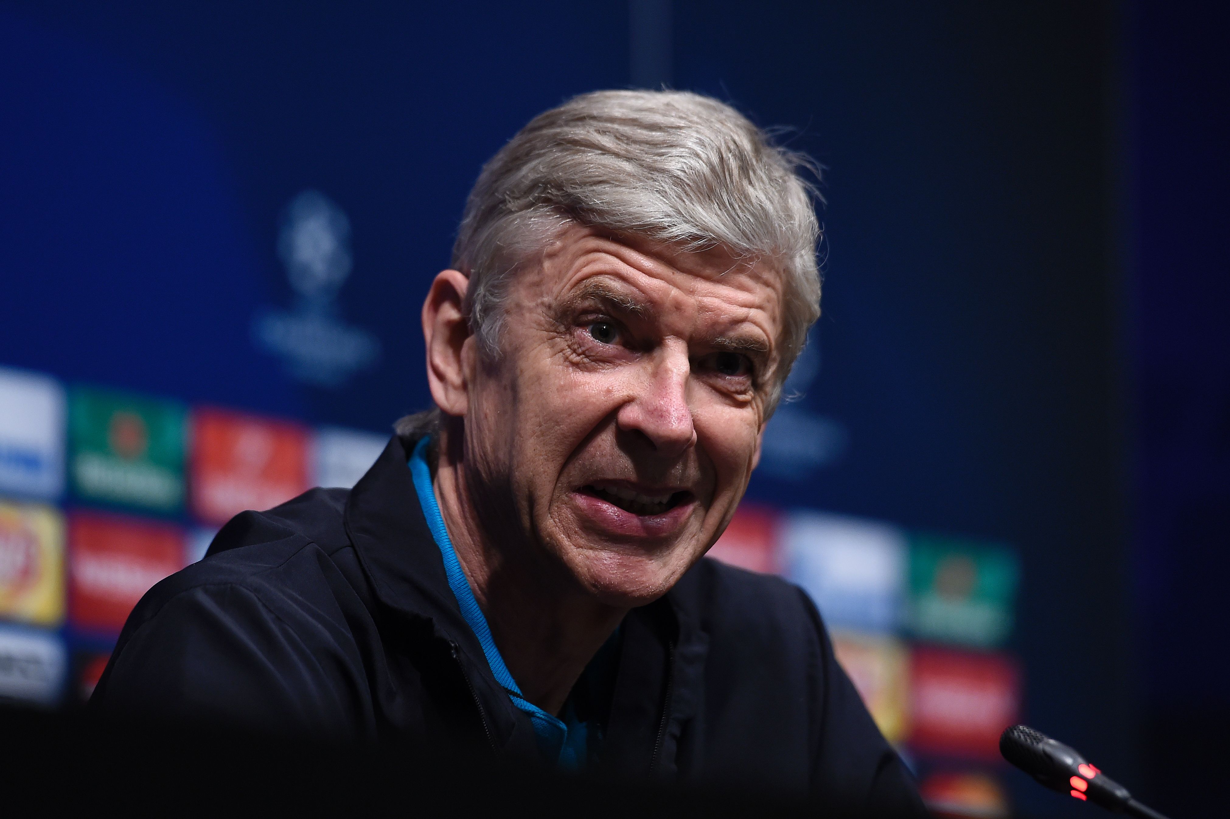 Arsenal's French coach Arsene Wenger gives a press conference at the the Camp Nou stadium in Barcelona on March 15, 2016, on the eve of the Round 16 of the UEFA Champions League  football match between FC Barcelona and Arsenal FC.  / AFP / JOSEP LAGO        (Photo credit should read JOSEP LAGO/AFP/Getty Images)