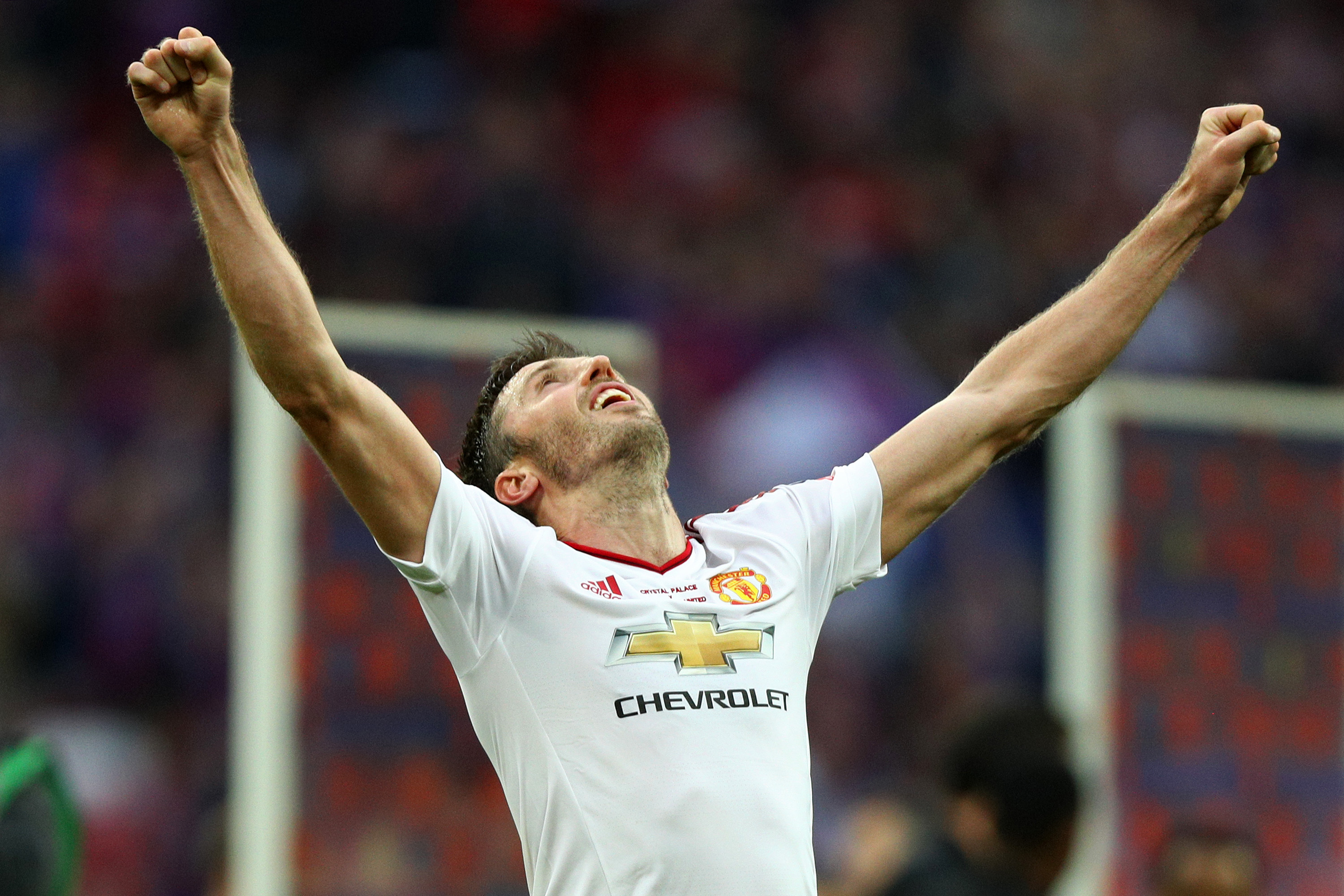 LONDON, ENGLAND - MAY 21:  Michael Carrick of Manchester United celebrates victory after The Emirates FA Cup Final match between Manchester United and Crystal Palace at Wembley Stadium on May 21, 2016 in London, England.  (Photo by Paul Gilham/Getty Images)