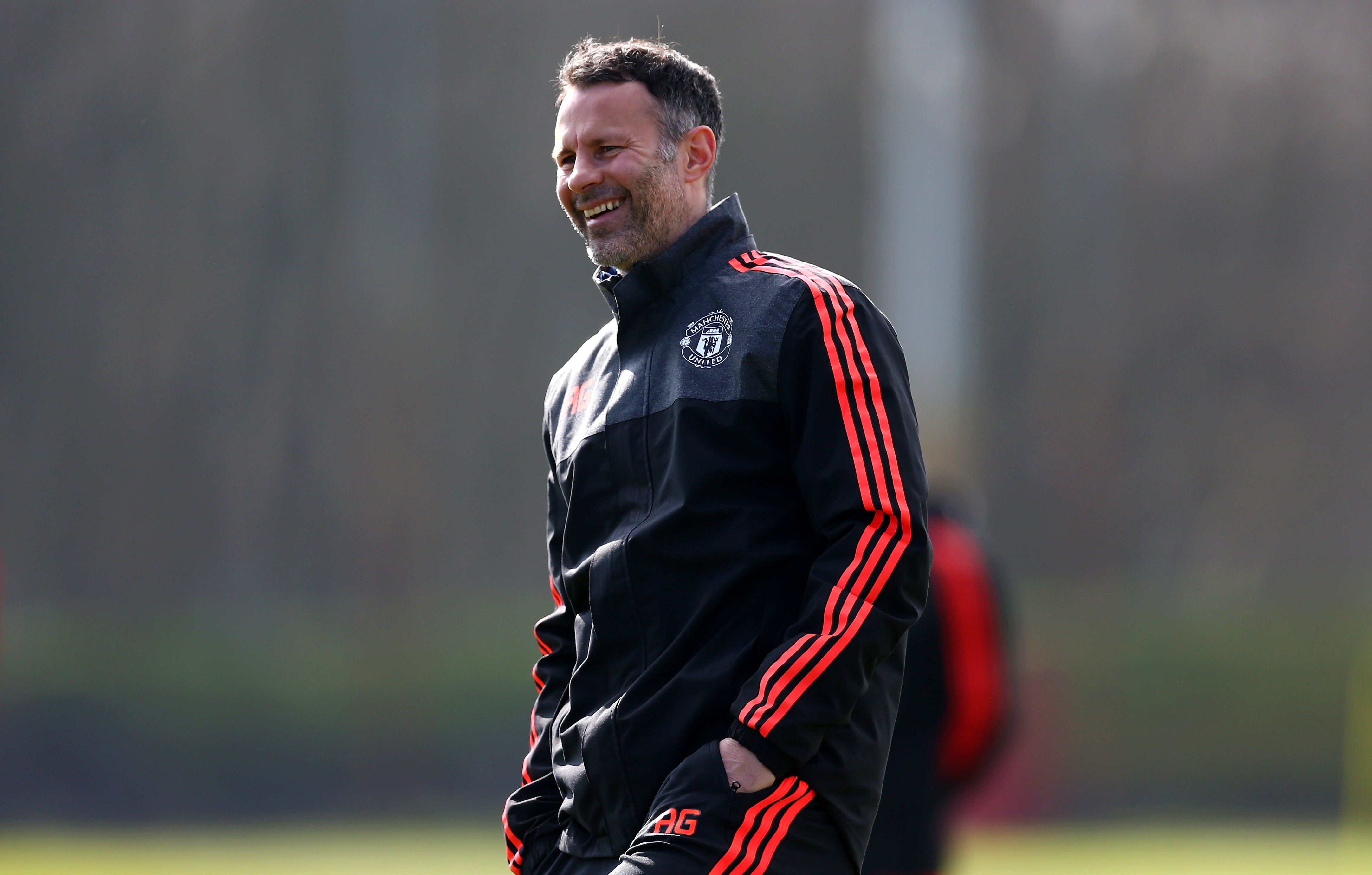 MANCHESTER, ENGLAND - MARCH 16:  Ryan Giggs, Assistant Manager of Manchester United looks on during a training session ahead of the UEFA Europa League round of 16 second leg match between Manchester United and Liverpool at Aon Training Complex on March 16, 2016 in Manchester, England.  (Photo by Steve Bardens/Getty Images)