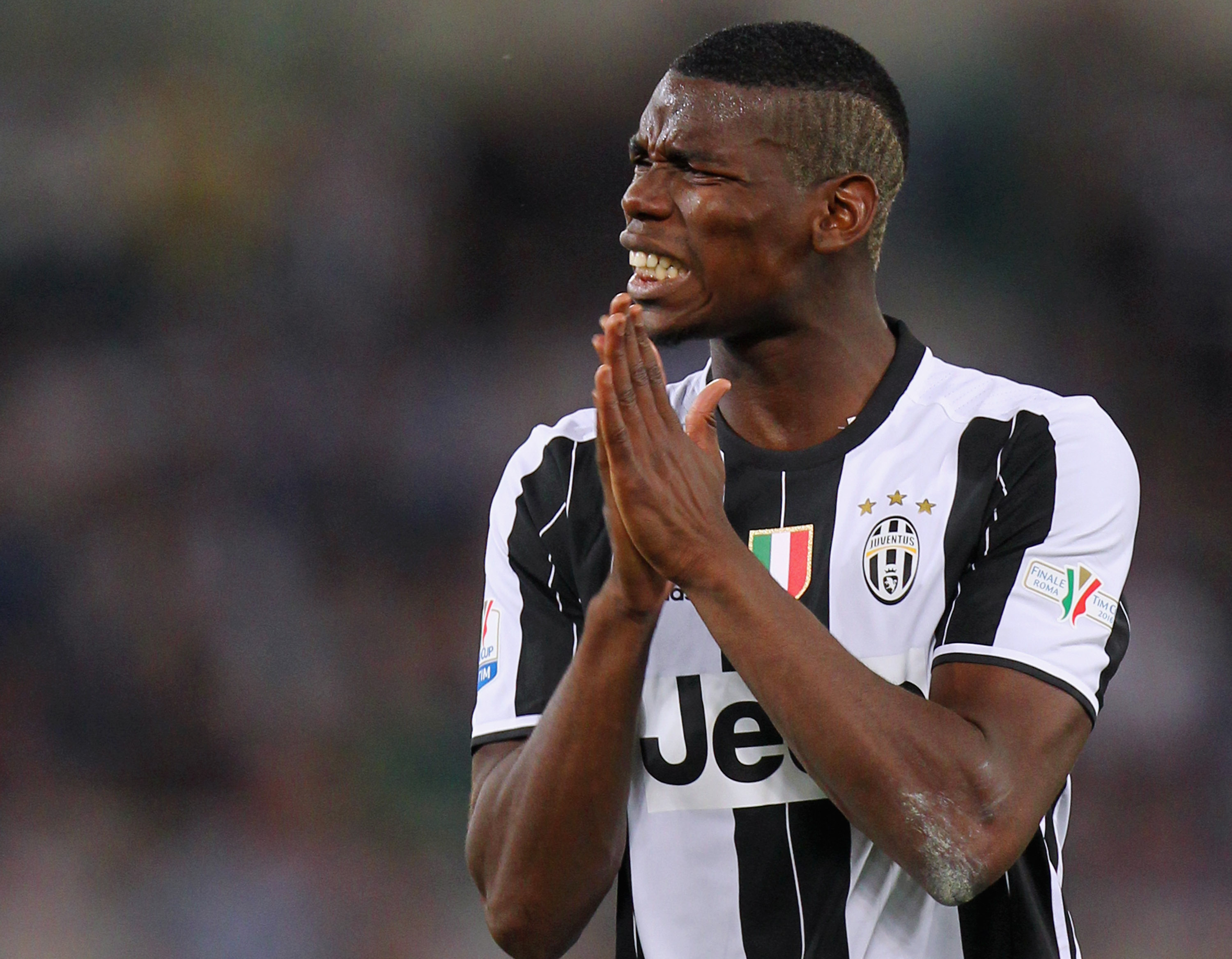 ROME, ITALY - MAY 21:  Paul Pogba of Juventus FC reacts during the TIM Cup final match between AC Milan and Juventus FC at Stadio Olimpico on May 21, 2016 in Rome, Italy.  (Photo by Paolo Bruno/Getty Images)