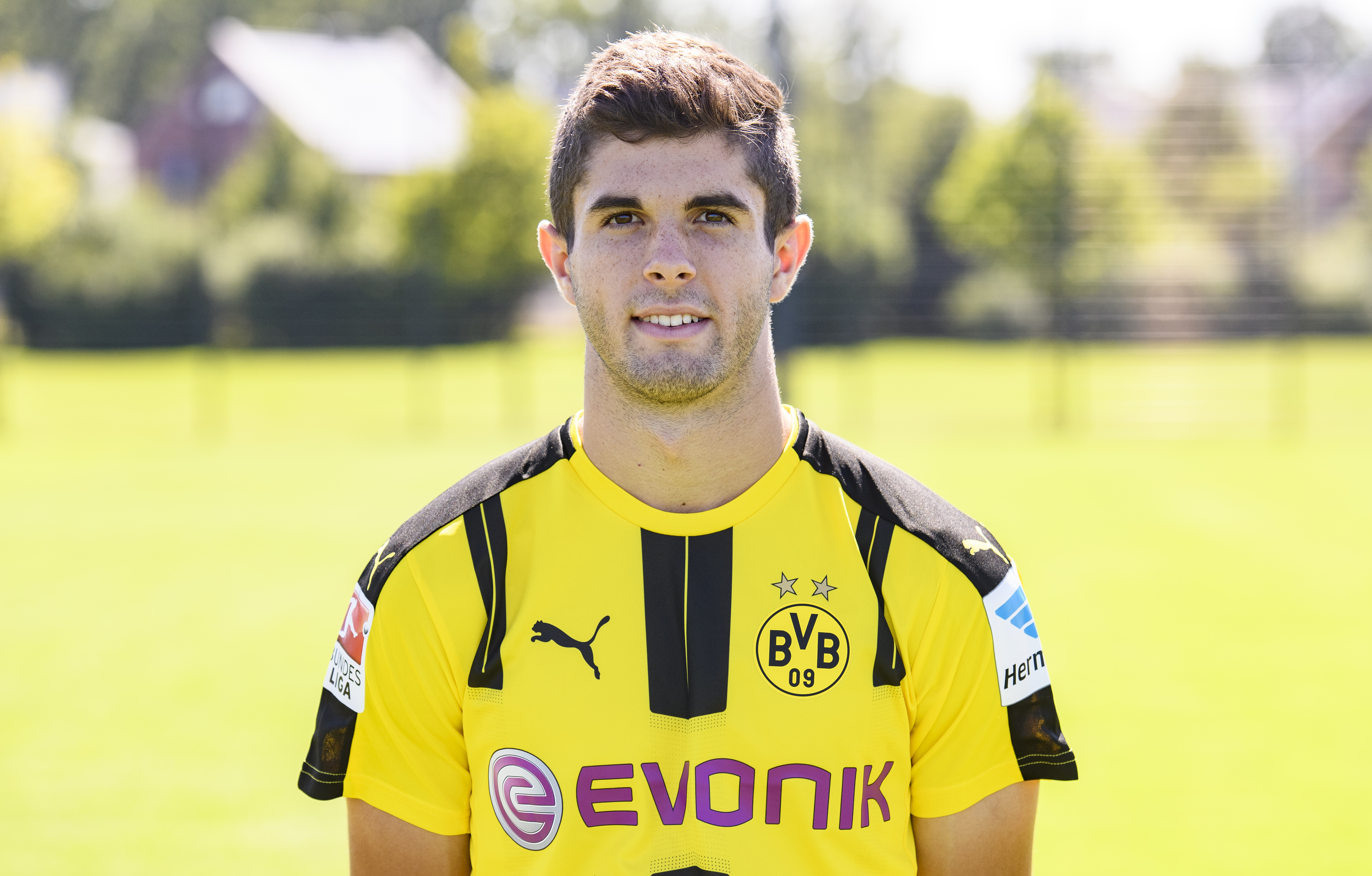 DORTMUND, GERMANY - AUGUST 17: Christian Pulisic  poses during the team presentation of Borussia Dortmund on August 17, 2016 in Dortmund, Germany. (Photo by Alexander Scheuber/Bongarts/Getty Images)