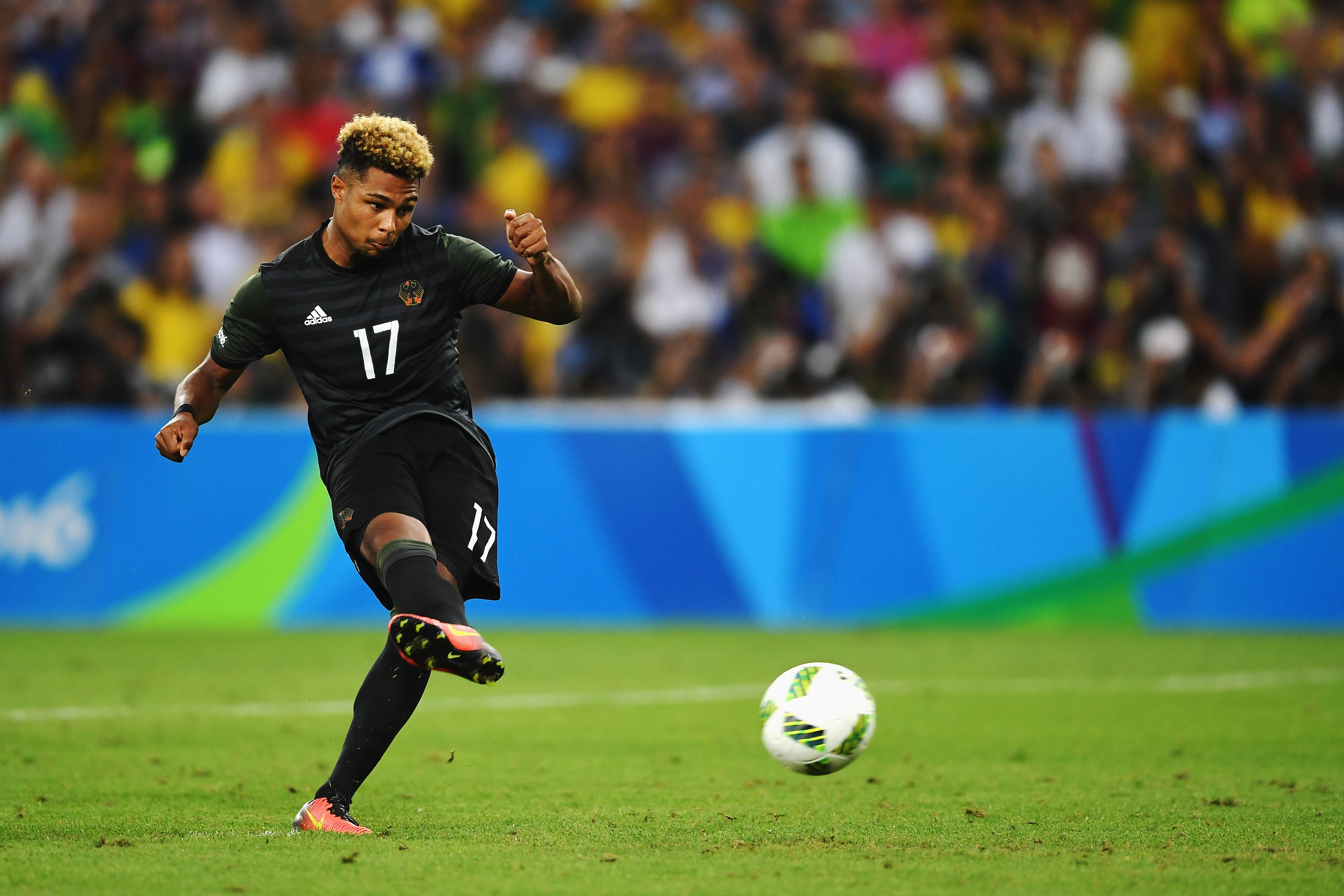 Serge Gnabry has attracted attention from, practically, the whole of Bundesliga with his performances in Rio as it is looking certain that the player is likely to go out on loan. (Picture Courtesy - AFP/Getty Images)