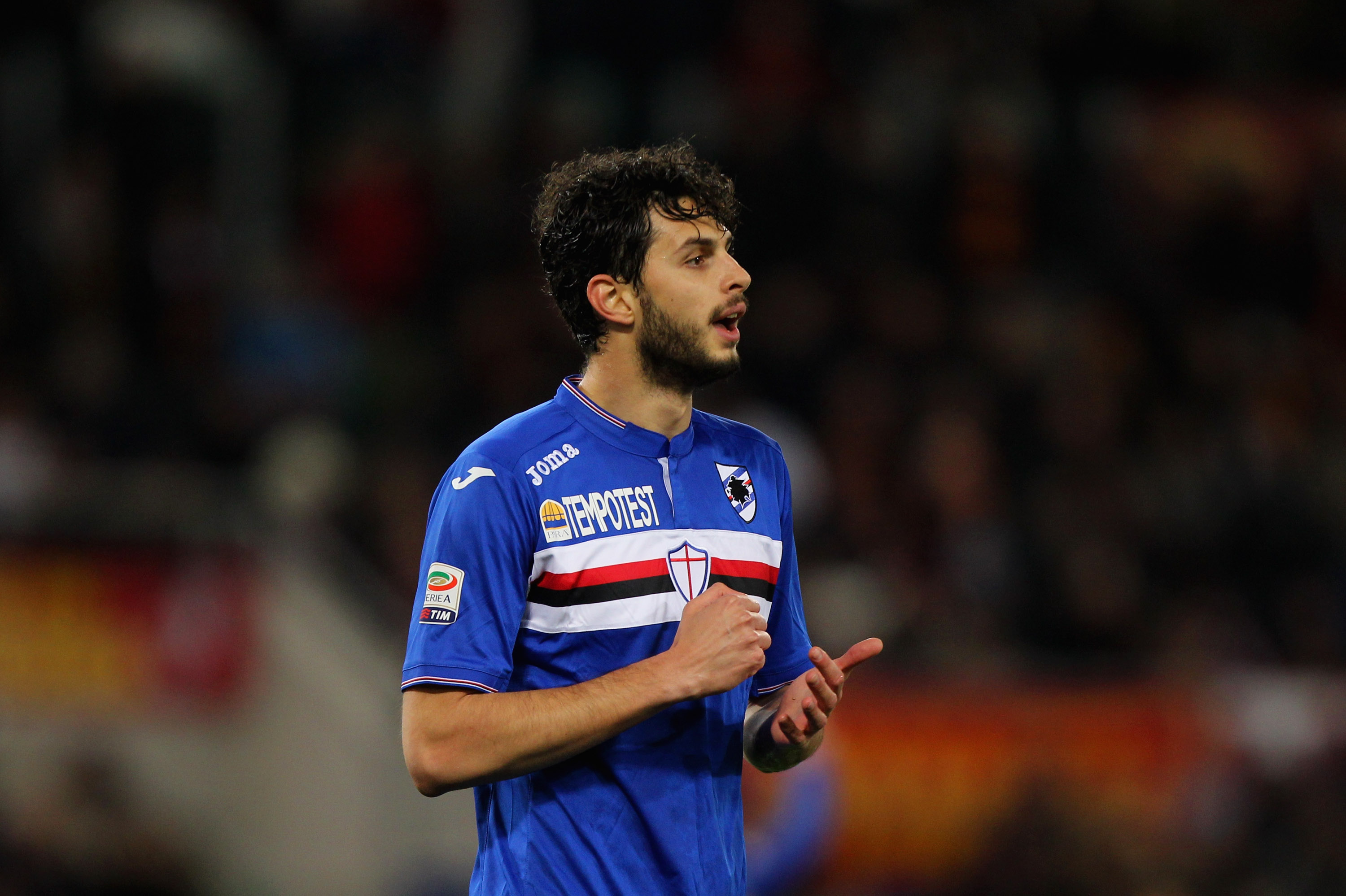 ROME, ITALY - FEBRUARY 07:  Andrea Ranocchia of UC Sampdoria looks on during the Serie A match between AS Roma and UC Sampdoria at Stadio Olimpico on February 7, 2016 in Rome, Italy.  (Photo by Paolo Bruno/Getty Images)