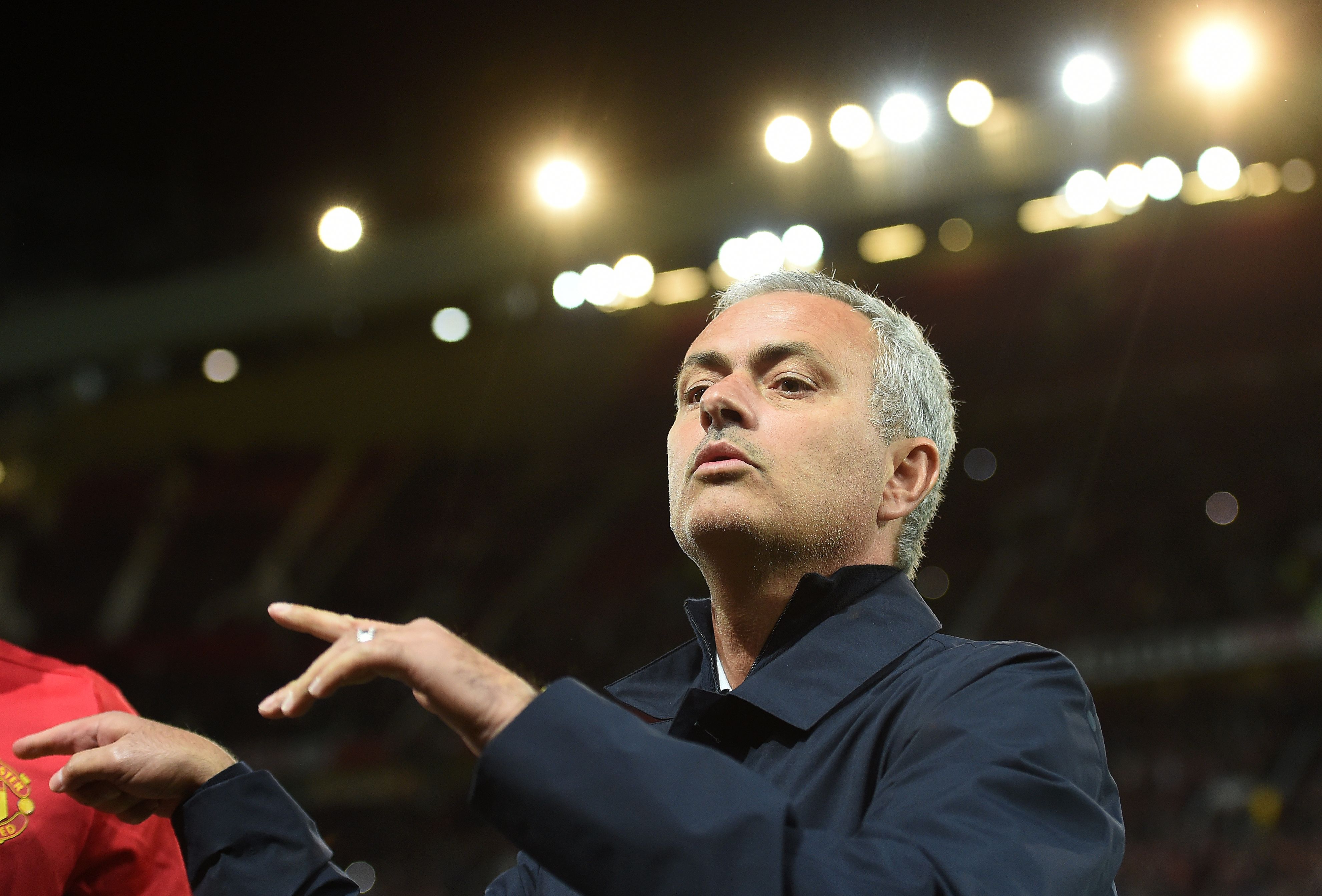 Manchester United's Portuguese manager Jose Mourinho arrives on the pitch ahead of the UEFA Europa League group A football match between Manchester United and Zorya Luhansk at Old Trafford stadium in Manchester, north-west England, on September 29, 2016. / AFP / PAUL ELLIS        (Photo credit should read PAUL ELLIS/AFP/Getty Images)