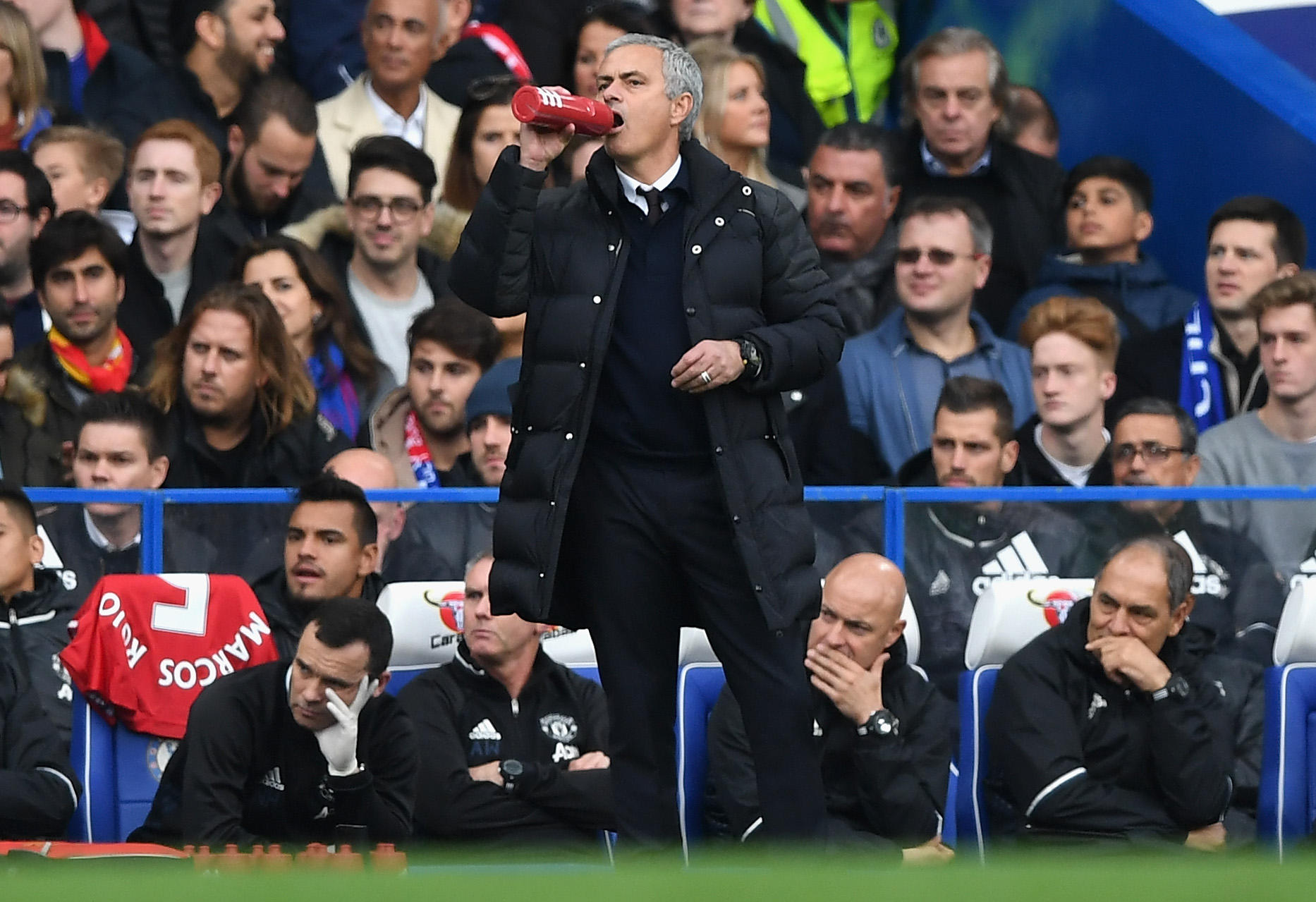 LONDON, ENGLAND - OCTOBER 23:  Jose Mourinho, Manager of Manchester United looks on during the Premier League match between Chelsea and Manchester United at Stamford Bridge on October 23, 2016 in London, England.  (Photo by Shaun Botterill/Getty Images)