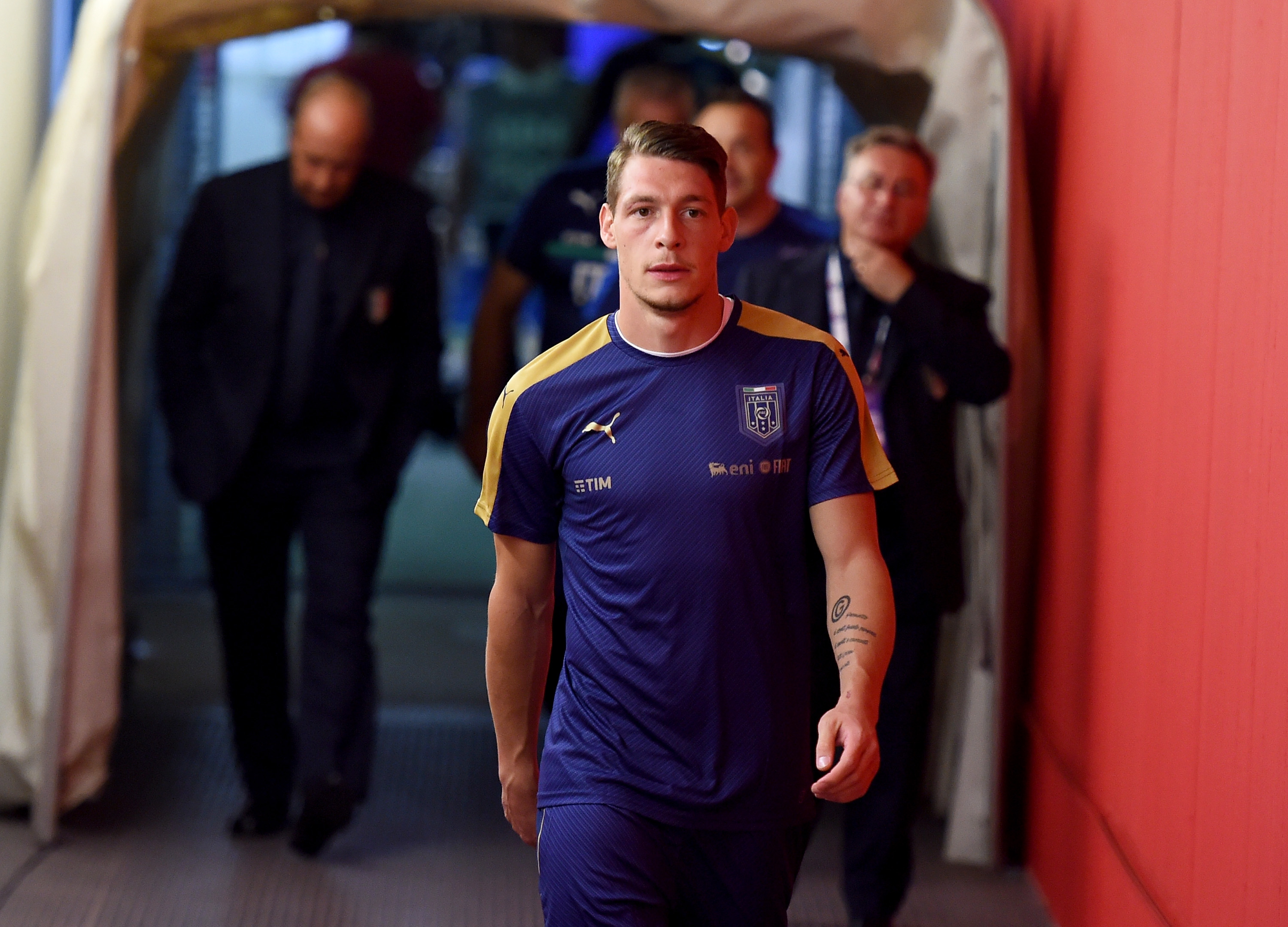 Andrea Belotti of Italy looks on prior to  the international friendly match between Italy and France at Stadio San Nicola on September 1, 2016 in Bari, Italy.