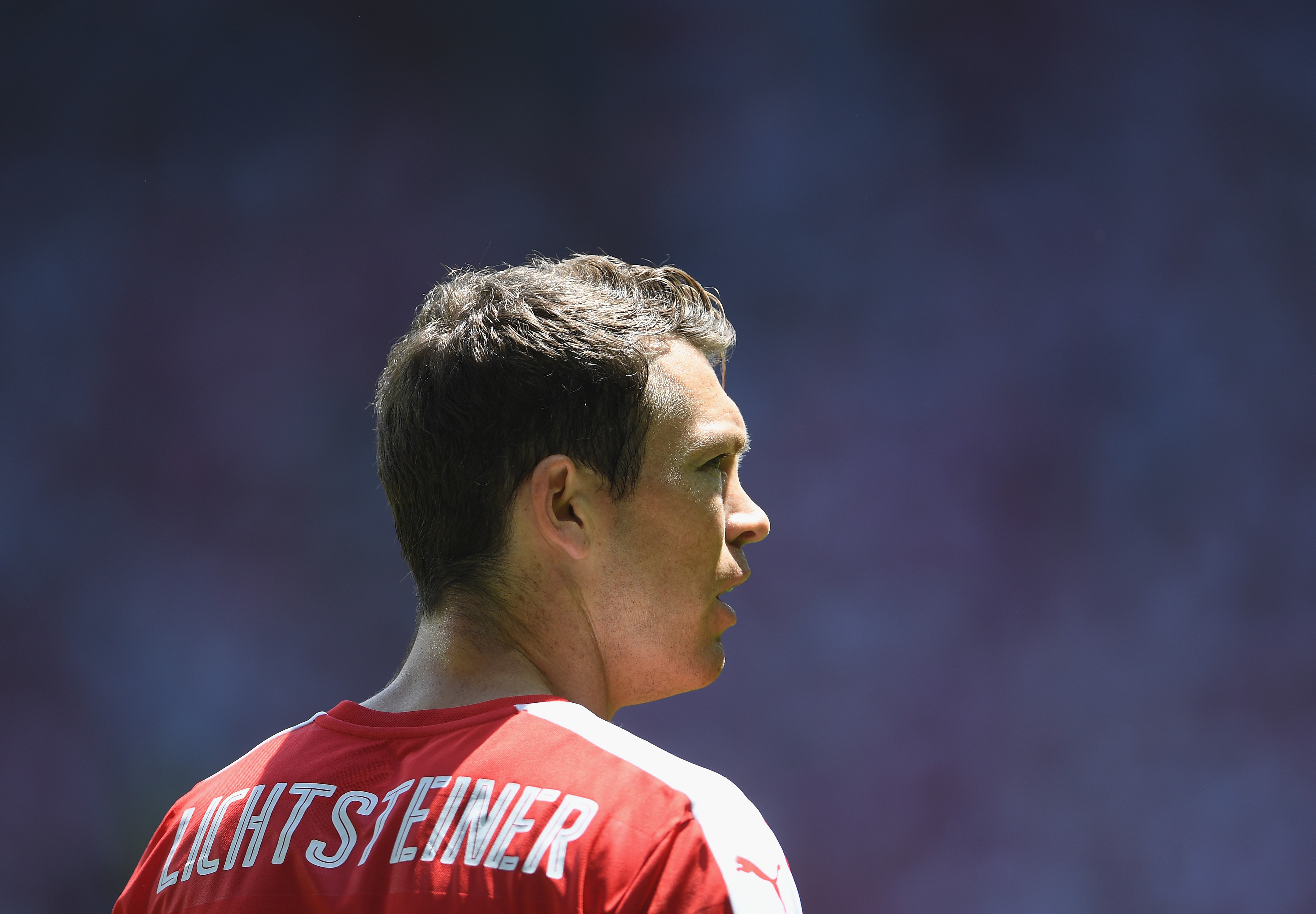SAINT-ETIENNE, FRANCE - JUNE 25: Stephan Lichtsteiner of Switzerland looks on during the UEFA Euro 2016 Round of 16 match between Switzerland and Poland at Stade Geoffroy-Guichard on June 25, 2016 in Saint-Etienne, France.  (Photo by Laurence Griffiths/Getty Images)
