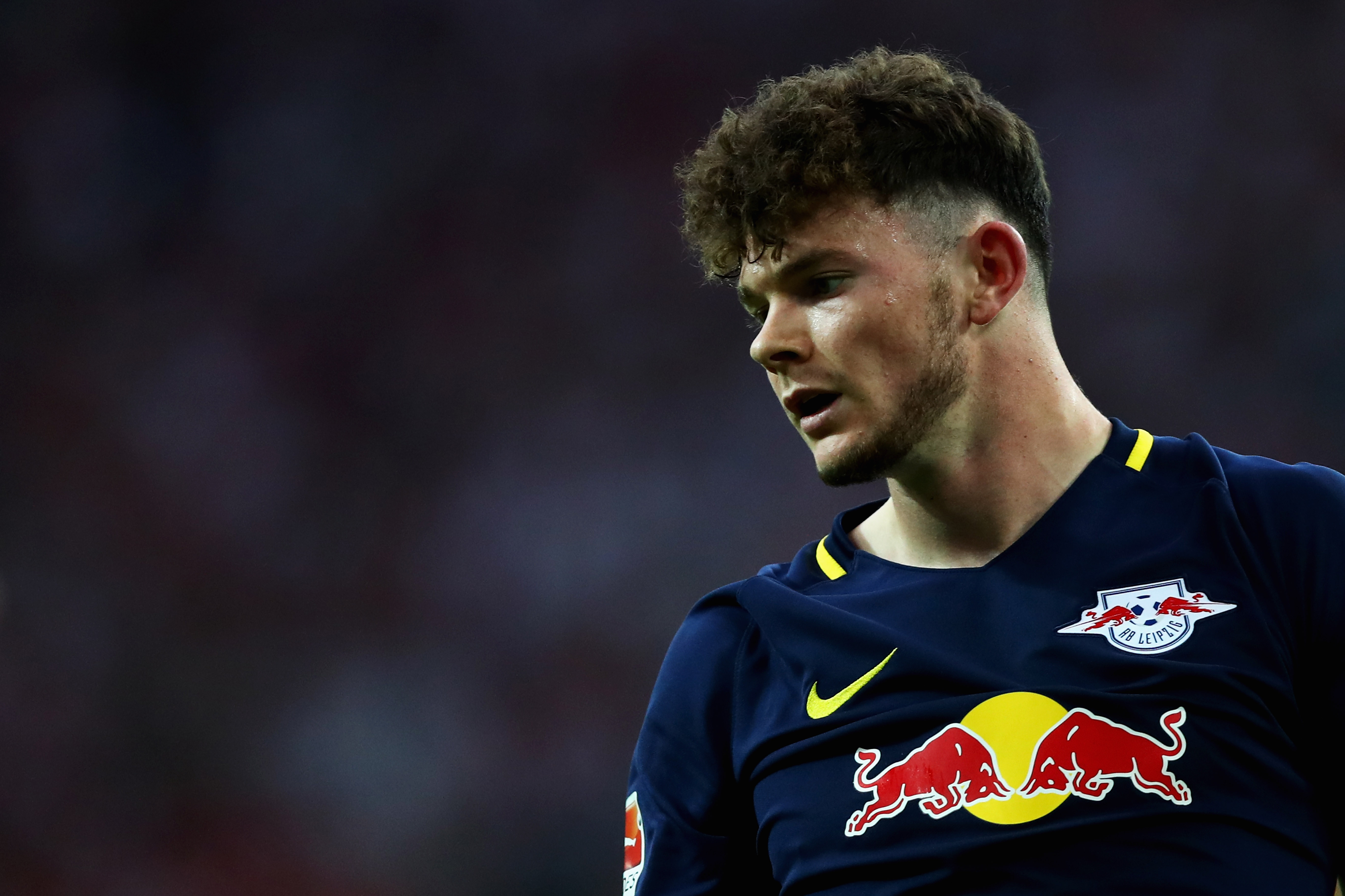 COLOGNE, GERMANY - SEPTEMBER 25:  Oliver Burke of RB Leipzig looks on during the Bundesliga match between 1. FC Koeln and RB Leipzig at RheinEnergieStadion on September 25, 2016 in Cologne, Germany.  (Photo by Dean Mouhtaropoulos/Bongarts/Getty Images)