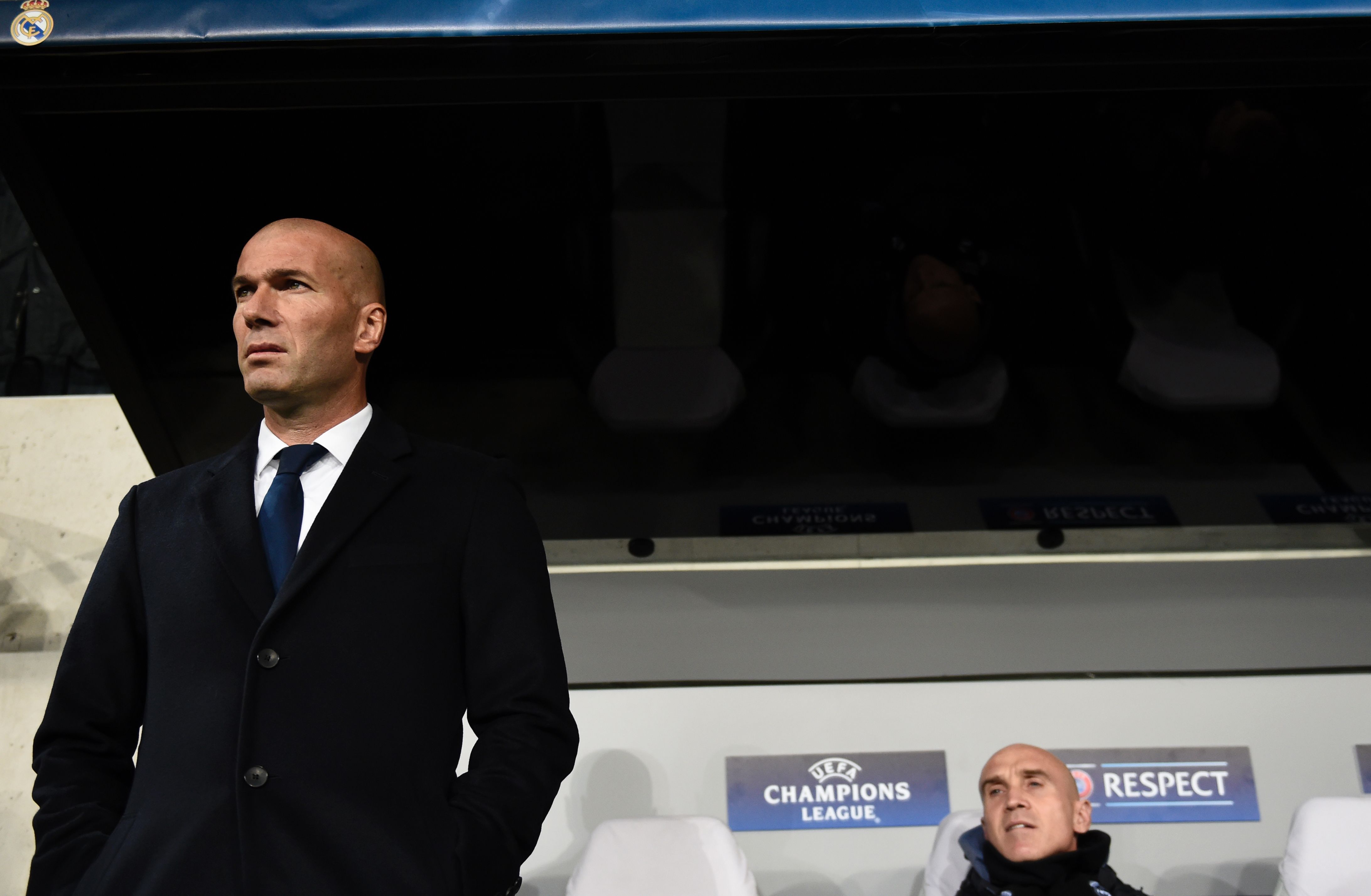 Real Madrid's French coach Zinedine Zidane attends the UEFA Champions League group F football match Legia Warsaw vs Real Madrid CF in Warsaw, Poland on November 2, 2016. / AFP / ODD ANDERSEN        (Photo credit should read ODD ANDERSEN/AFP/Getty Images)