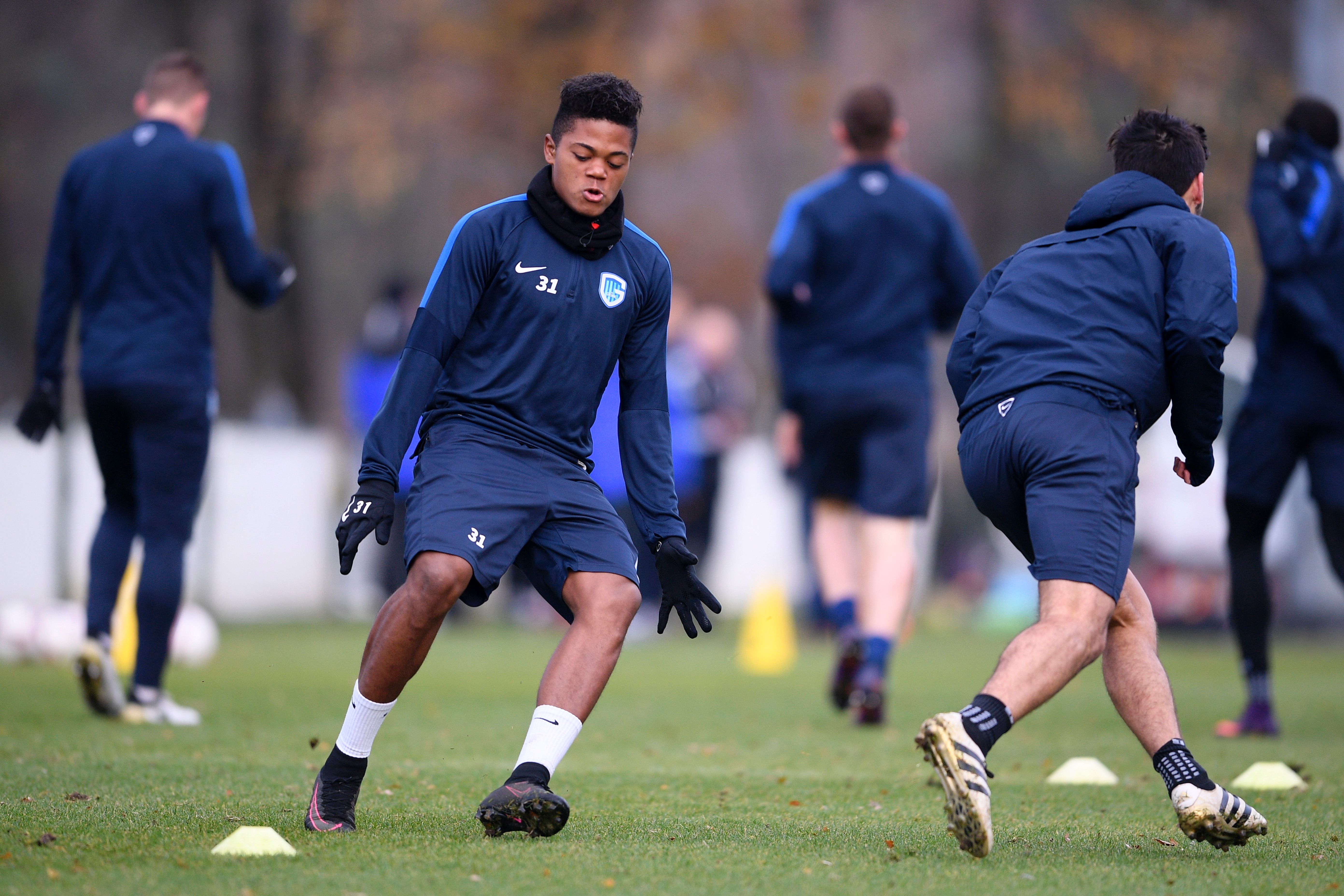 Genk's Leon Bailey takes part in a training session in Genk on November 23, 2016, on the eve of the UEFA Europa League football match against Rapid Wien. / AFP / BELGA / YORICK JANSENS / Belgium OUT        (Photo credit should read YORICK JANSENS/AFP/Getty Images)