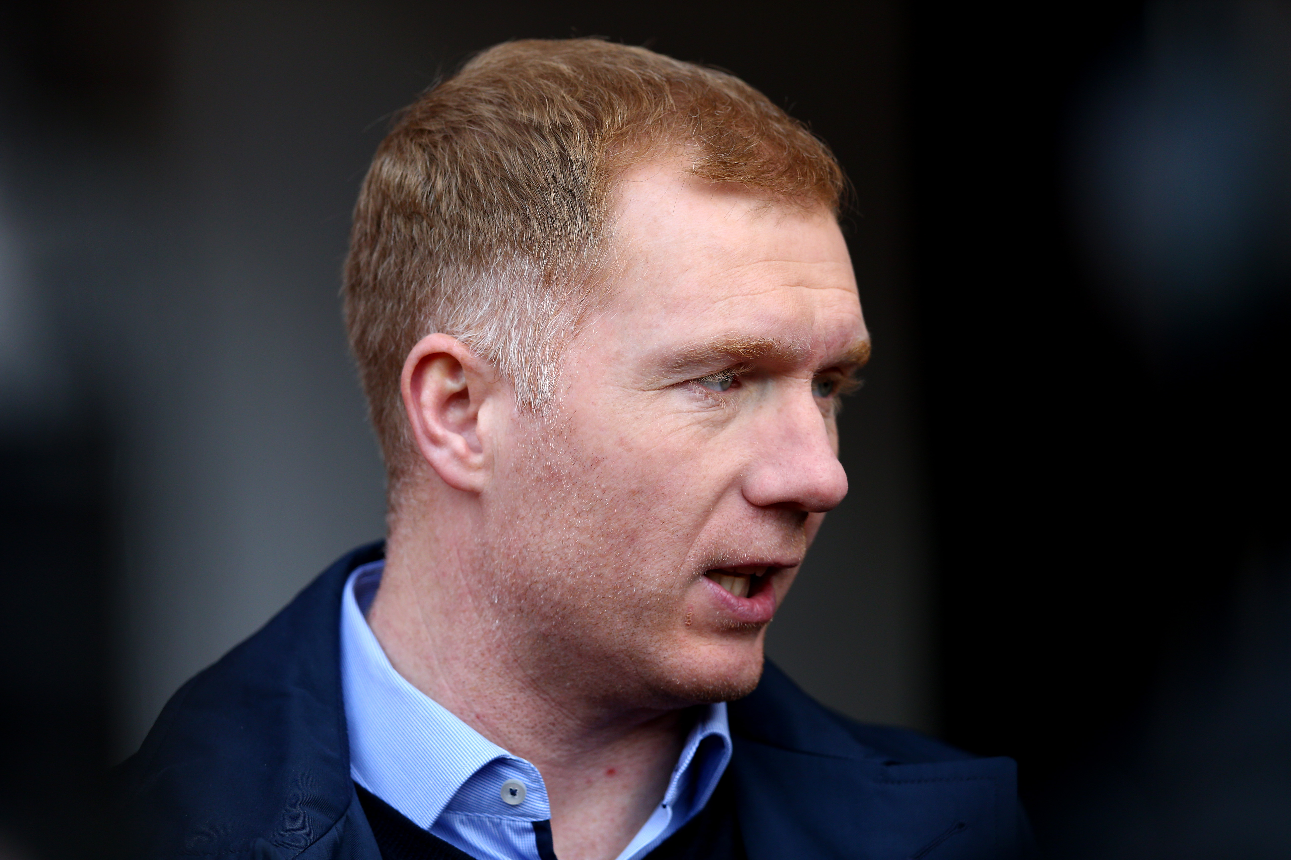 MANCHESTER, ENGLAND - MARCH 13:  Ex Manchester United player Paul Scholes working for BT Sport prior to The Emirates FA Cup Sixth Round match between Manchester United and West Ham United at Old Trafford on March 13, 2016 in Manchester, England.  (Photo by Clive Brunskill/Getty Images)