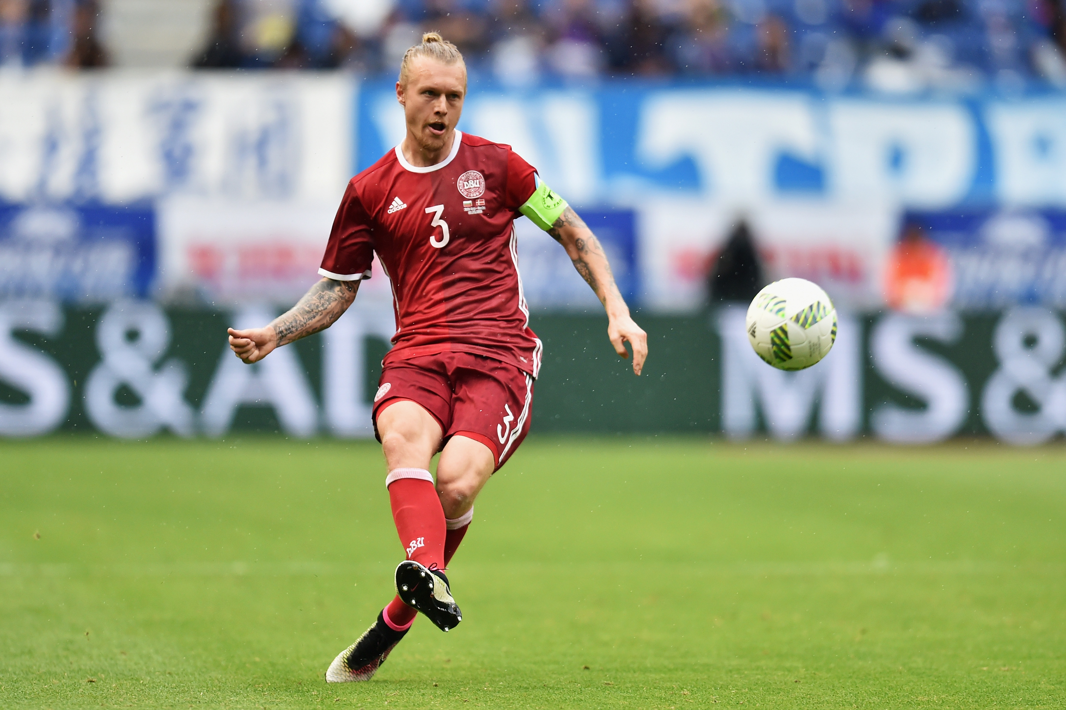 SUITA, JAPAN - JUNE 07:  Simon Kjaer of Denmark in action during the international friendly match between Denmark and Bulgaria at the Suita City Football Stadium on June 7, 2016 in Suita, Osaka, Japan.  (Photo by Atsushi Tomura/Getty Images)