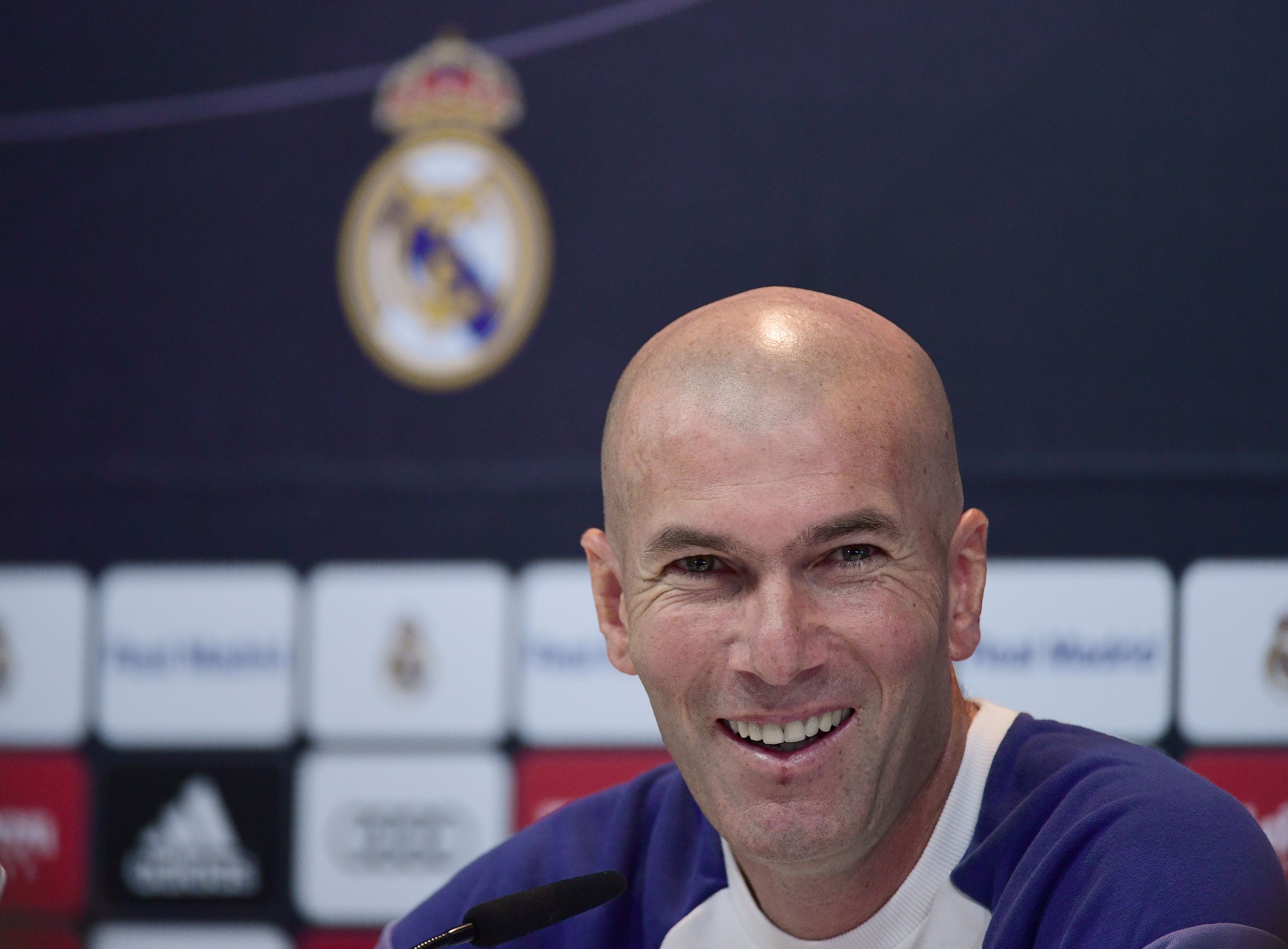 Zinedine Zidane was delighted after Real Madrid's 3-0 win over Real Sociedad. (Picture Courtesy - AFP/Getty Images)
