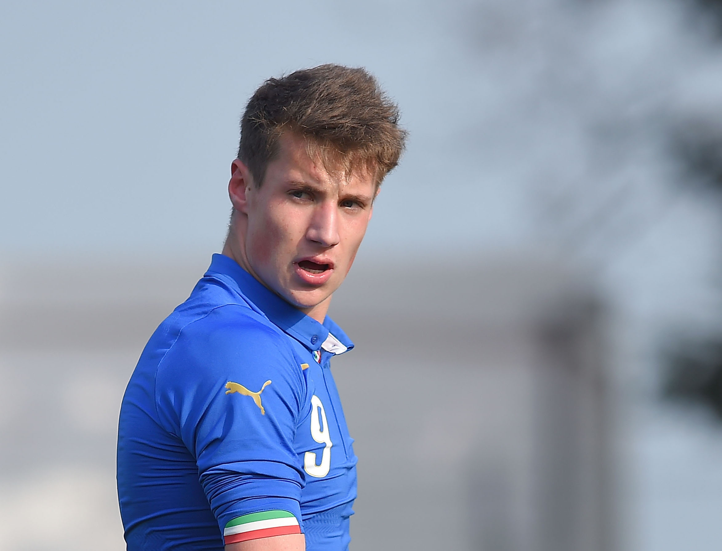 RECANATI, ITALY - MARCH 18: Andrea Pinamonti of Italy in action during the international friendly match between U16 Italy and U16 Germany on March 18, 2015 in Recanati, Italy.  (Photo by Giuseppe Bellini/Getty Images)