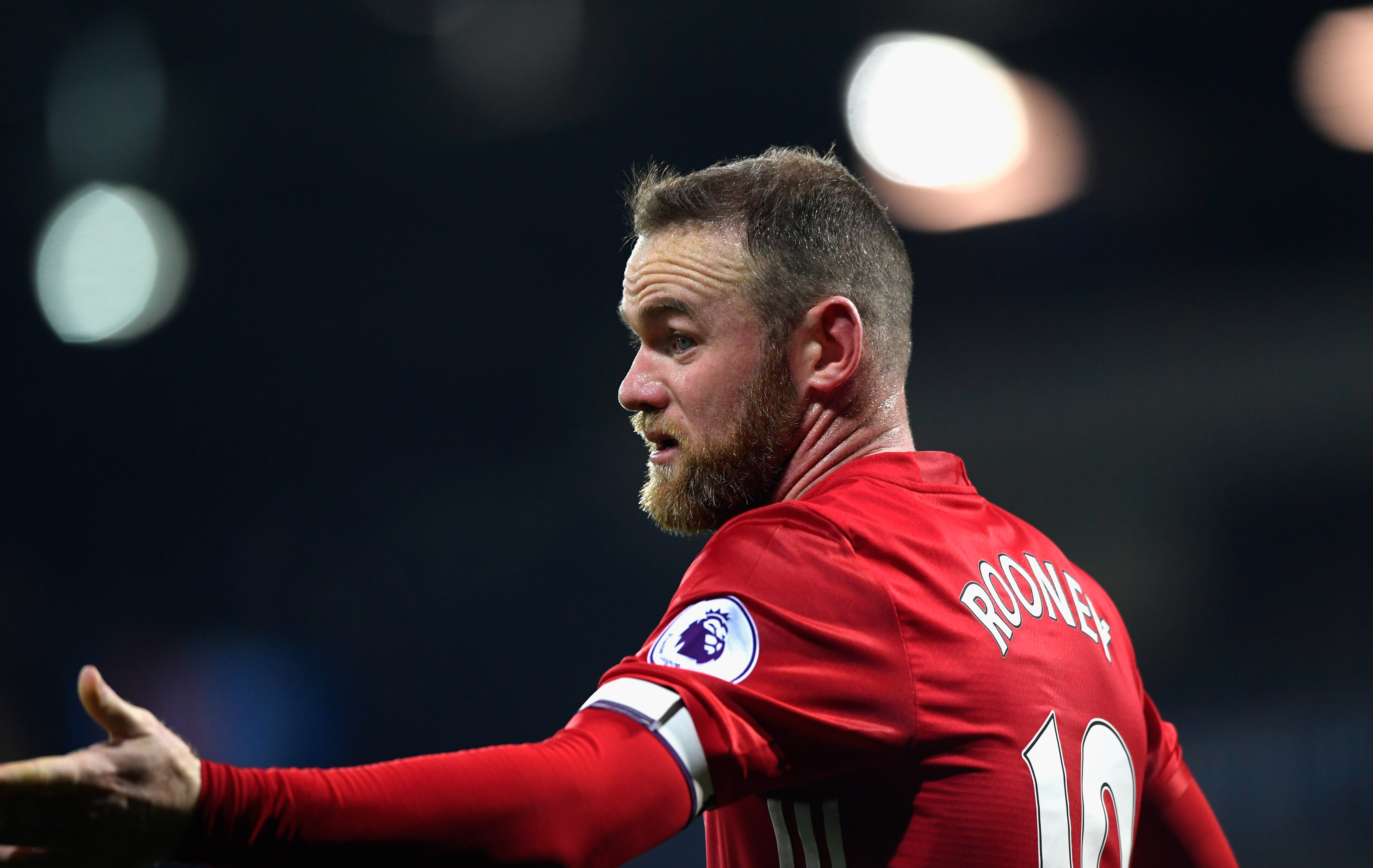 WEST BROMWICH, ENGLAND - DECEMBER 17:  Wayne Rooney of Manchester United looks on during the Premier League match between West Bromwich Albion and Manchester United at The Hawthorns on December 17, 2016 in West Bromwich, England.  (Photo by Stu Forster/Getty Images)