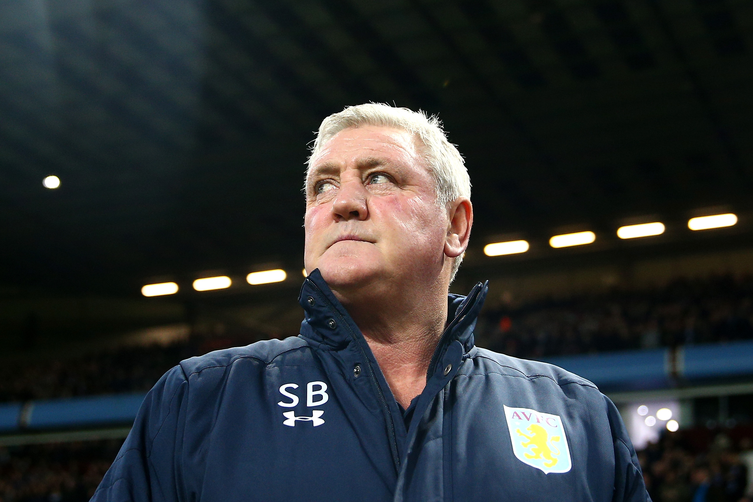 BIRMINGHAM, ENGLAND - DECEMBER 29: Steve Bruce, Manager of Aston Villa looks on during the Sky Bet Championship match between Aston Villa and Leeds United at Villa Park on December 29, 2016 in Birmingham, England.  (Photo by Alex Pantling/Getty Images)