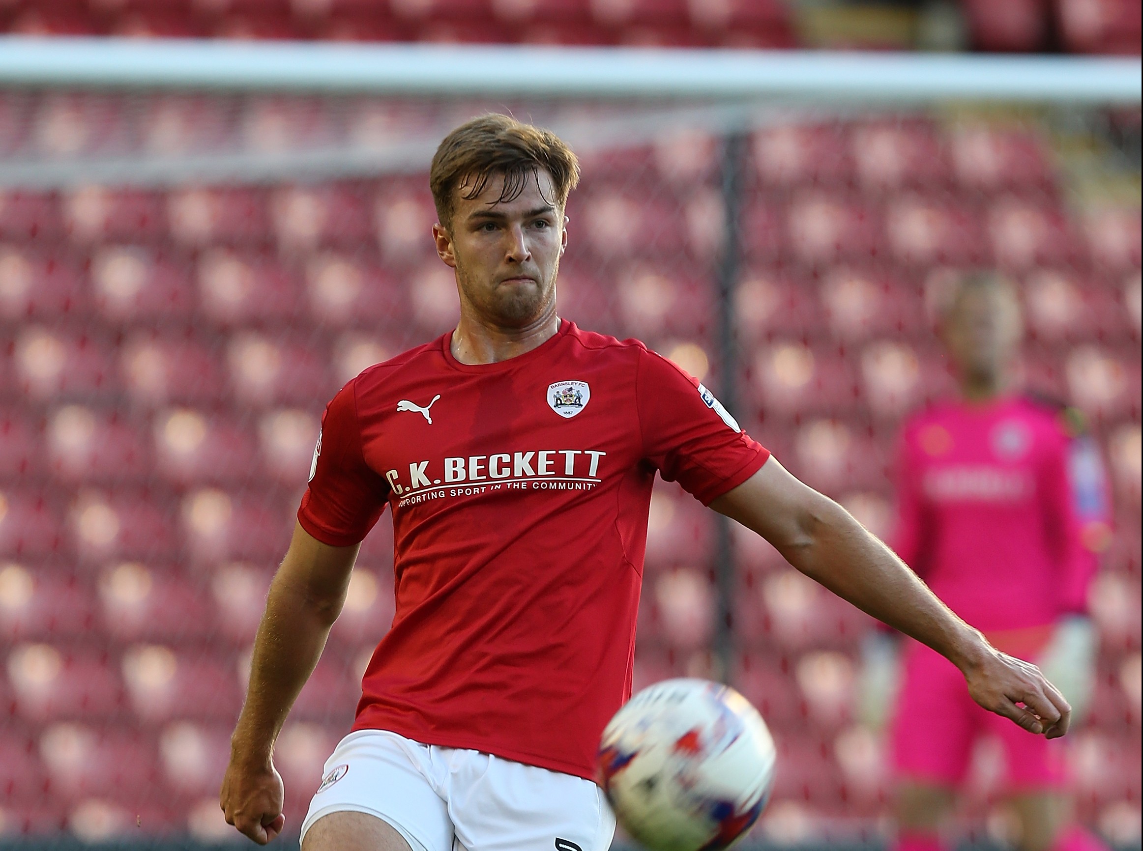 BARNSLEY, ENGLAND - AUGUST 09:  James Bree of Barnsley in action duriing during the EFL Cup match between Barnsley and Northampton Town at Oakwell Stadium on August 9, 2016 in Barnsley, England.  (Photo by Pete Norton/Getty Images)