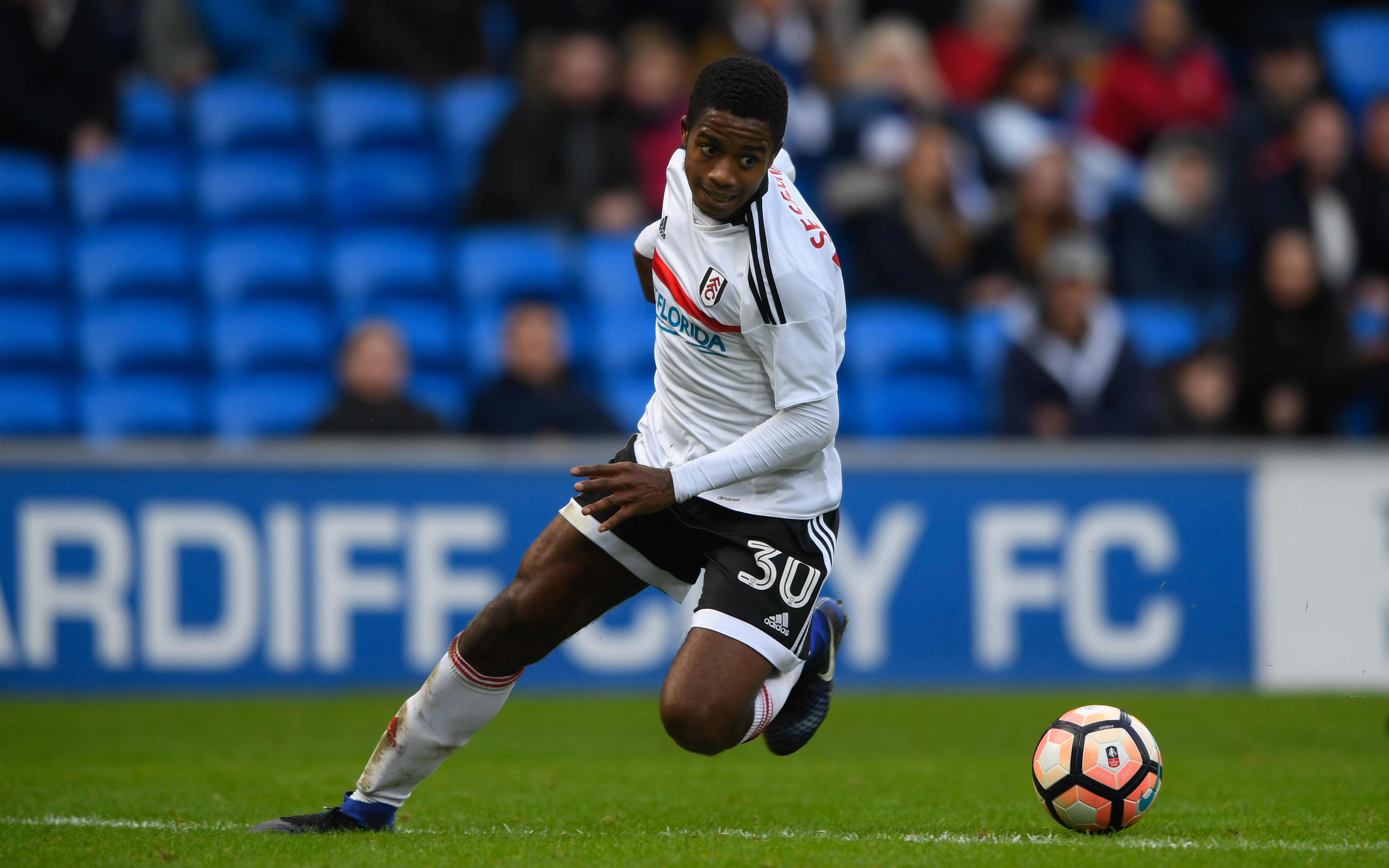 CARDIFF, WALES - JANUARY 08:  Fulham winger Ryan Sessegnon in action during the Emirates FA Cup Third Round match between Cardiff City and Fulham at Cardiff City Stadium on January 8, 2017 in Cardiff, Wales.  (Photo by Stu Forster/Getty Images)