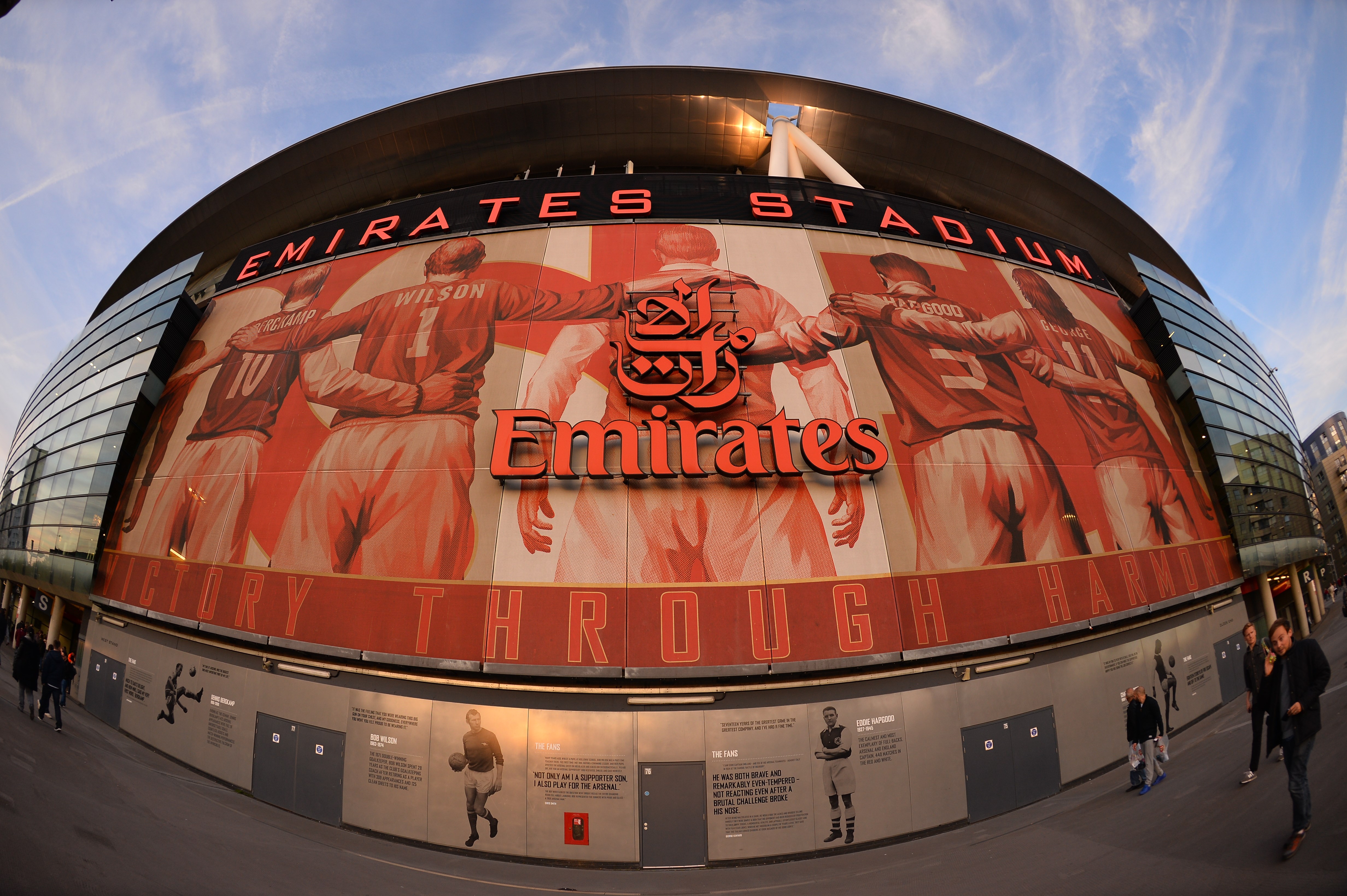 A picture shows the outside of The Emirates Stadium in north London on September 29, 2015 ahead of kick off of the UEFA Champions League Group F football match between Arsenal and Olympiakos. AFP PHOTO / GLYN KIRK        (Photo credit should read GLYN KIRK/AFP/Getty Images)