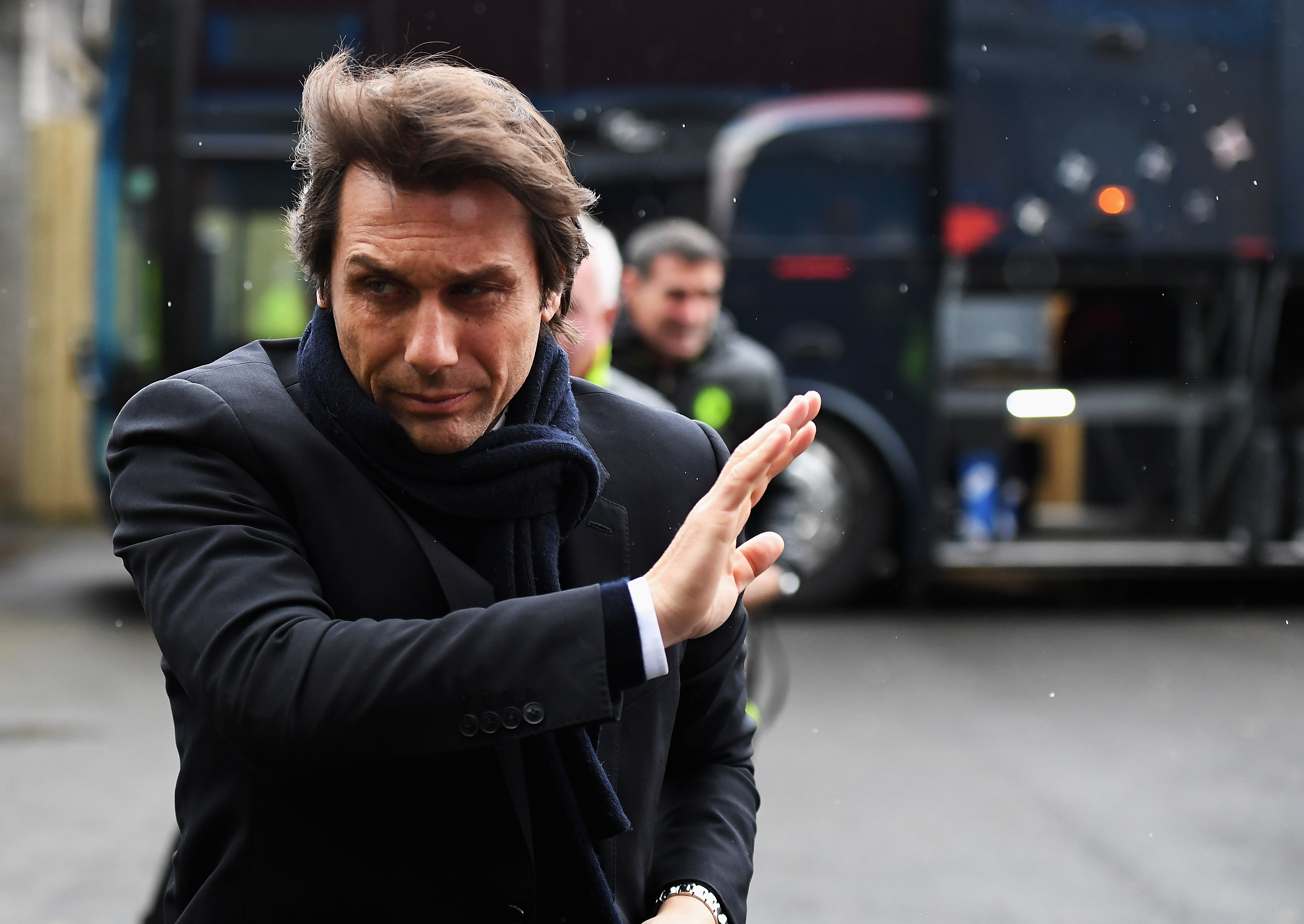 BURNLEY, ENGLAND - FEBRUARY 12:  Antonio Conte, Manager of Chelsea arrives prior to Premier League match between Burnley and Chelsea at Turf Moor on February 12, 2017 in Burnley, England.  (Photo by Mike Hewitt/Getty Images)