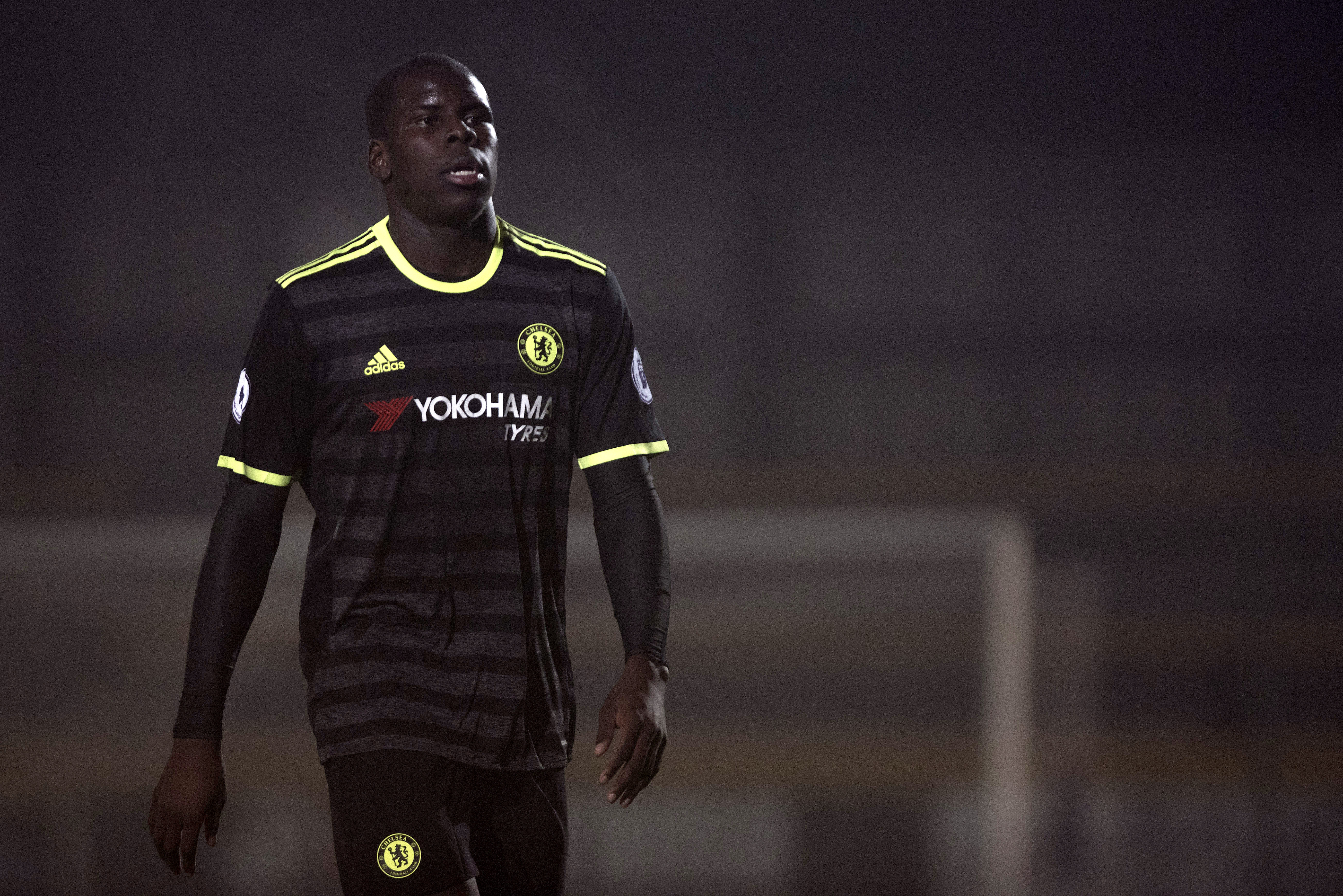 SOUTHPORT, ENGLAND - October 31: Kurt Zouma of Chelsea looks on during the Premier League 2 match between Everton U21s and Chelsea U21s at Haig Avenue Stadium on October 31, 2016 in Southport, England. (Photo by Nathan Stirk/Getty Images)