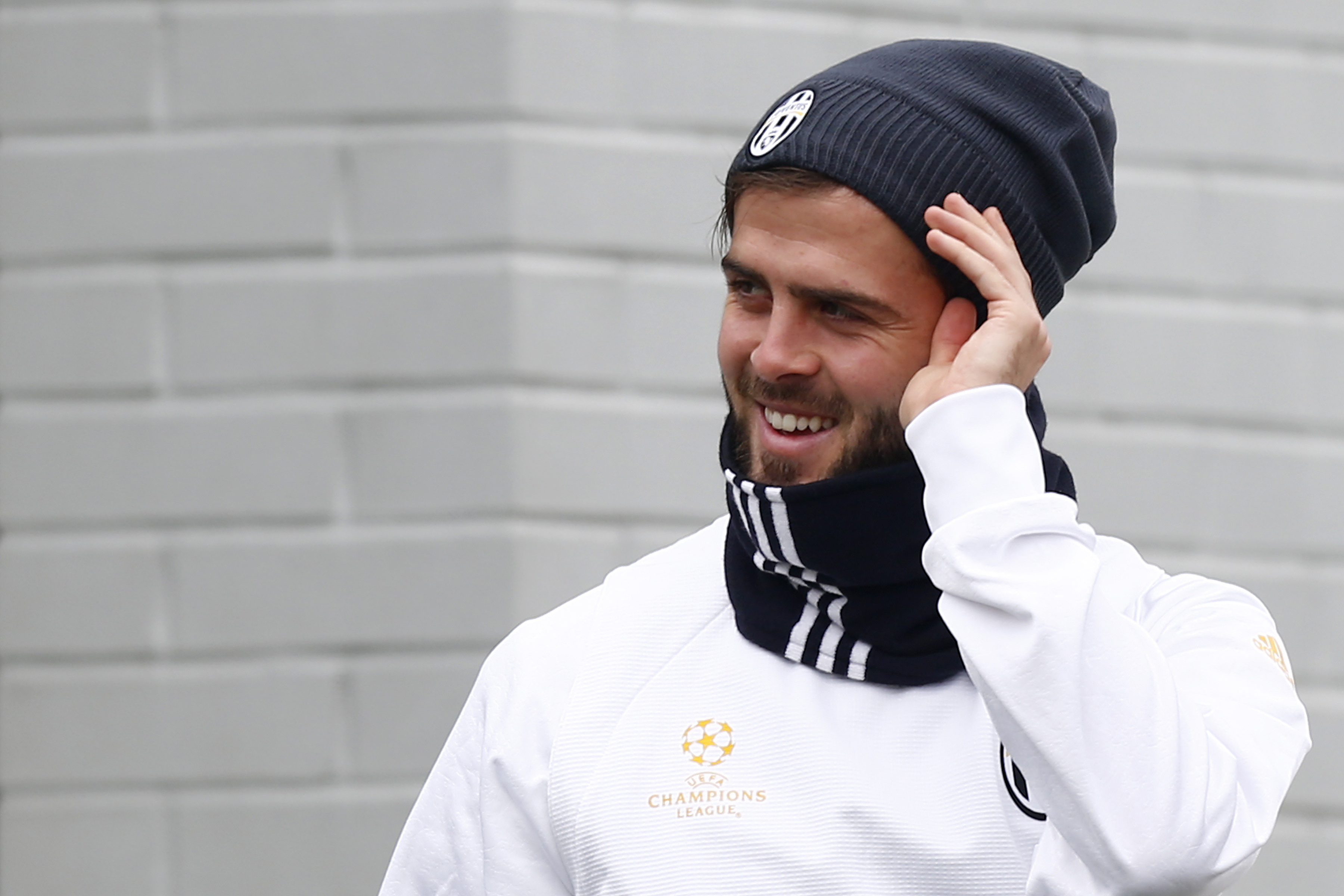 Juventus' midfielder Miralem Pjanic takes part in a training session on the eve of the UEFA Champions League football match FC Porto Vs Juventus on February 21, 2017 at the 'Juventus Training Center' in Vinovo, near Turin.  / AFP / Marco BERTORELLO        (Photo credit should read MARCO BERTORELLO/AFP/Getty Images)