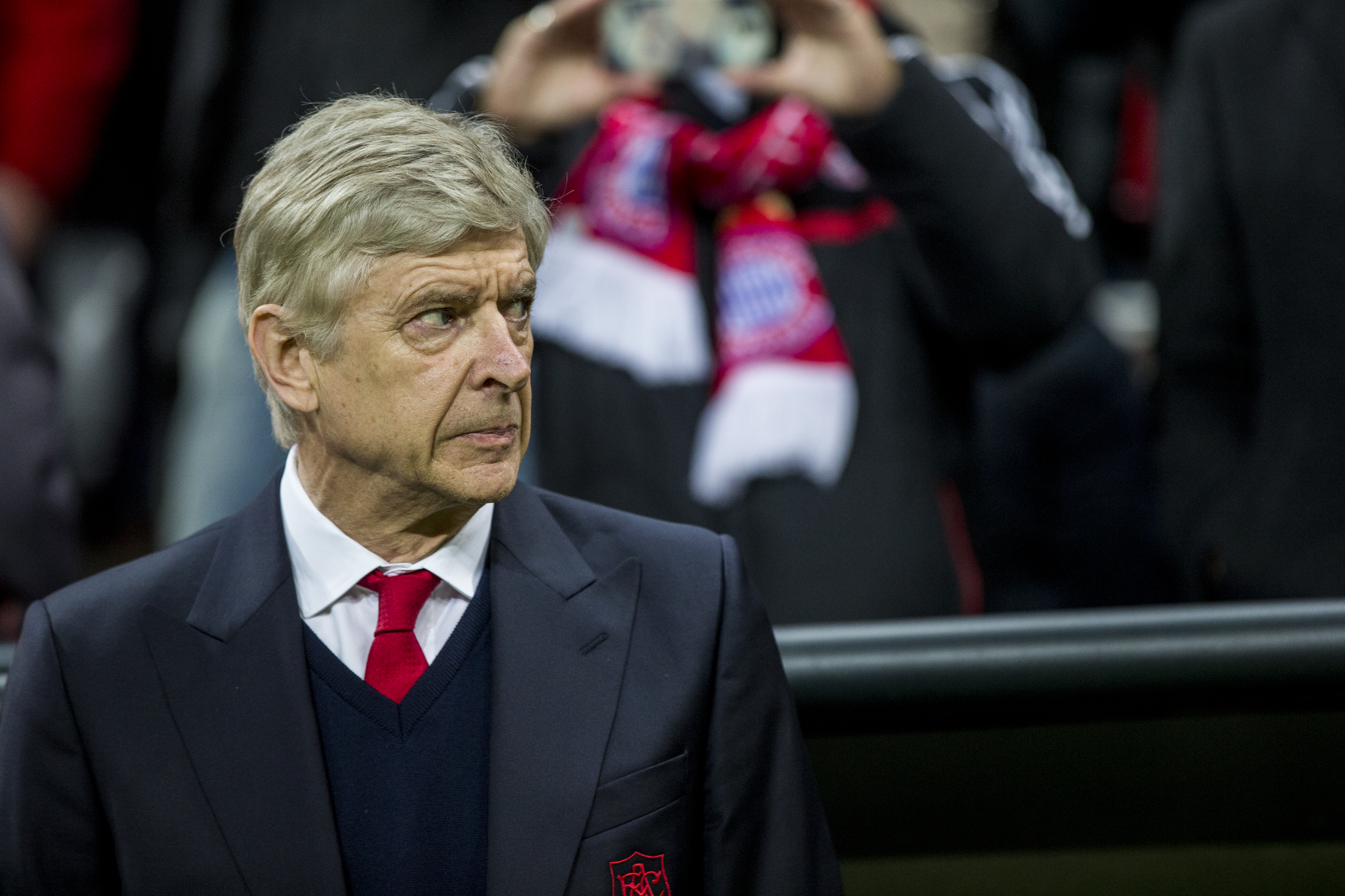 MUNICH, GERMANY - FEBRUARY 15: Headcoach Arsene Wenger of Arsenal FC before the UEFA Champions League Round of 16 first leg match between FC Bayern Muenchen and Arsenal FC at Allianz Arena on February 15, 2017 in Munich, Germany. (Photo by Marc Mueller/Bongarts/Getty Images)