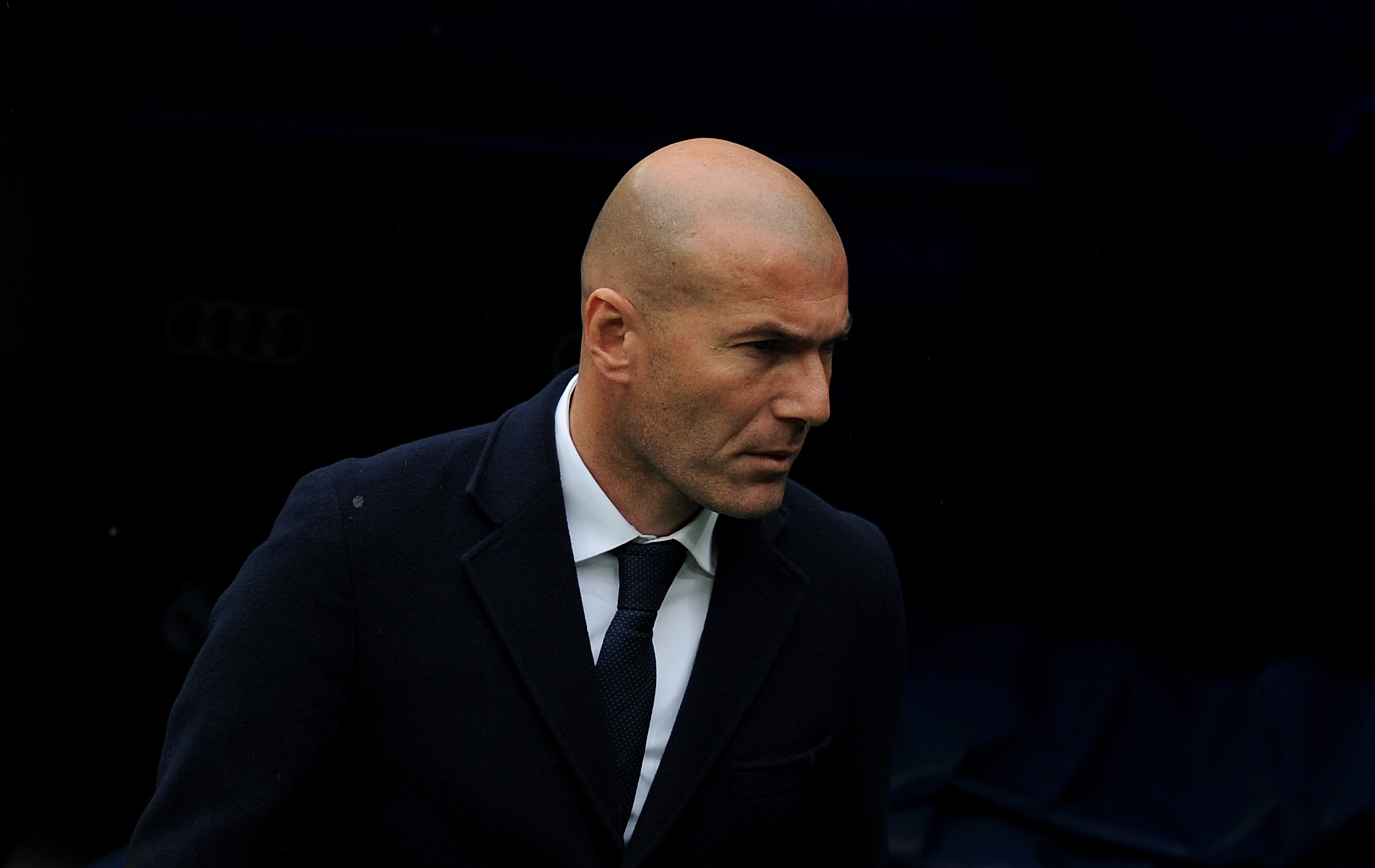 MADRID, SPAIN - MAY 08:  Real Madrid manager Zinedine Zidane looks on before the La Liga match between Real Madrid CF and Valencia CF at Estadio Santiago Bernabeu on May 8, 2016 in Madrid, Spain.  (Photo by Denis Doyle/Getty Images)