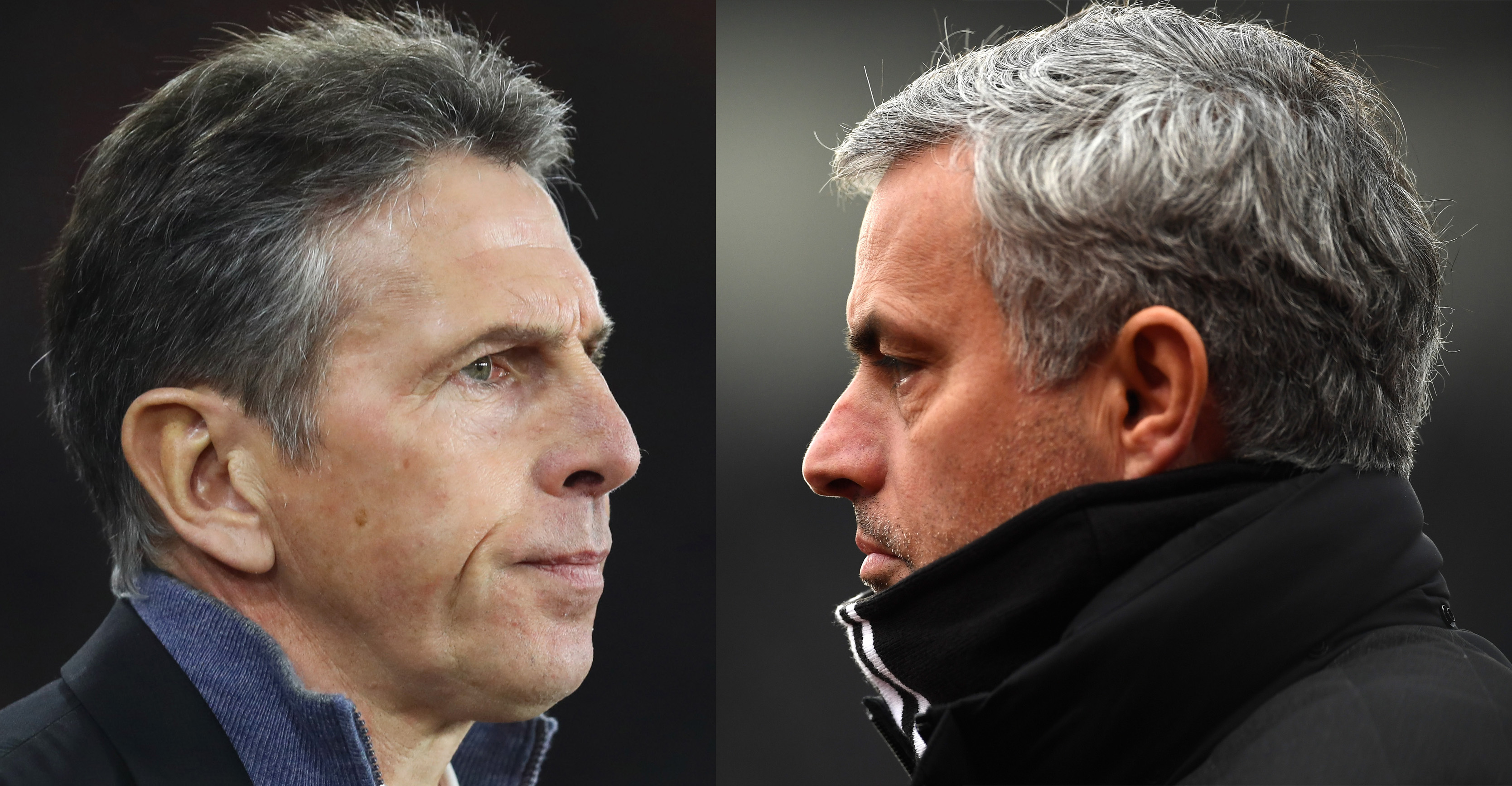 FILE PHOTO (EDITORS NOTE - COMPOSITE OF TWO IMAGES - Image numbers (L) 630621100 and 632284824) In this composite image a comparision has been made between Claude Puel manager of Southampton (L) and Jose Mourinho, Manager of Manchester United.  Southampton and Manchester United meet in the EFL Cup Final at Wembley Stadium on February 26, 2017 in London,England.  ***LEFT IMAGE*** SOUTHAMPTON, ENGLAND - DECEMBER 28: Claude Puel manager of Southampton looks on prior to the Premier League match between Southampton and Tottenham Hotspur at St Mary's Stadium on December 28, 2016 in Southampton, England. (Photo by Julian Finney/Getty Images)***RIGHT IMAGE*** STOKE ON TRENT, ENGLAND - JANUARY 21: Jose Mourinho, Manager of Manchester United looks on during the Premier League match between Stoke City and Manchester United at Bet365 Stadium on January 21, 2017 in Stoke on Trent, England. (Photo by Laurence Griffiths/Getty Images)