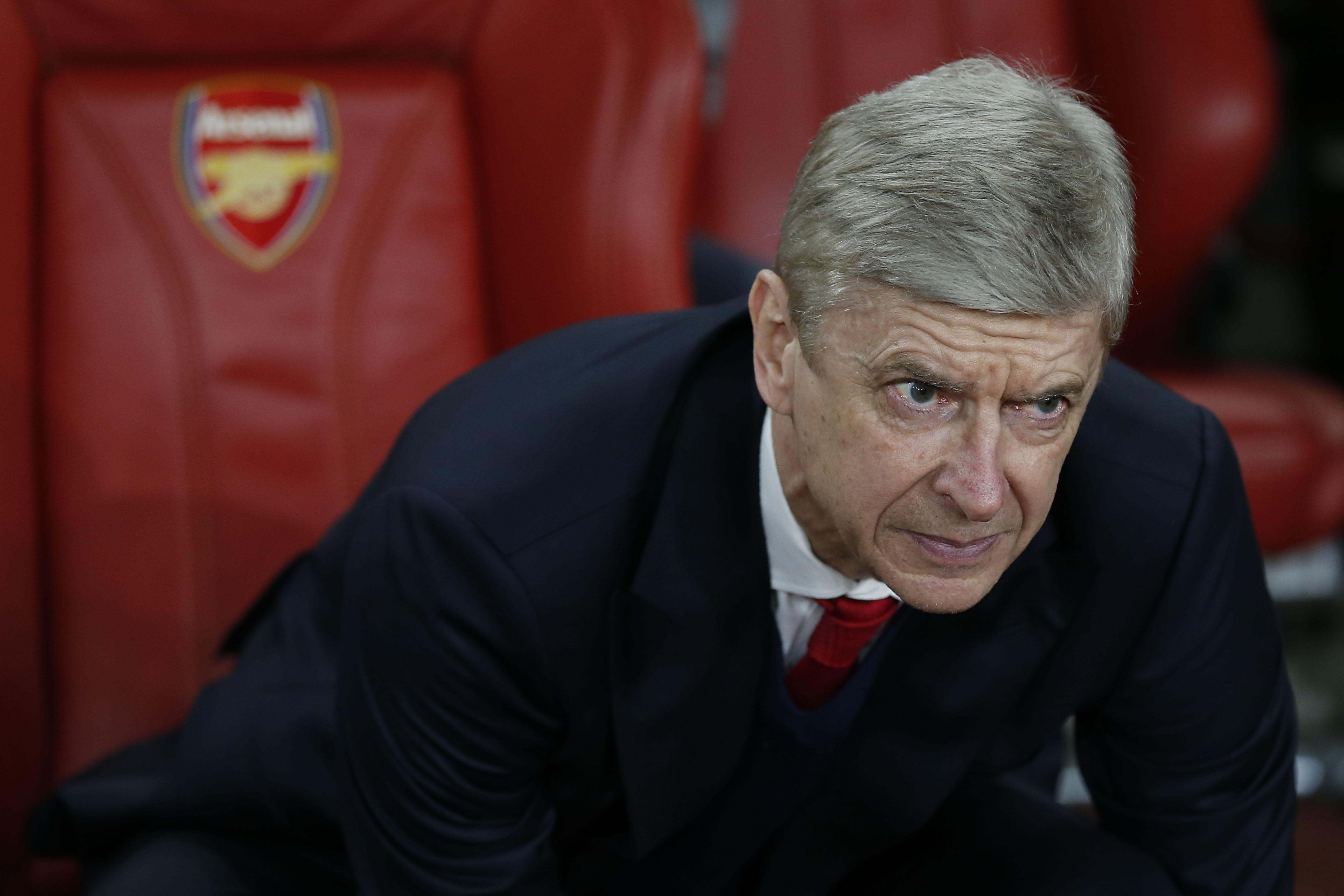 Arsenal's French manager Arsene Wenger looks on before the UEFA Champions League last 16 second leg football match between Arsenal and Bayern Munich at The Emirates Stadium in London on March 7, 2017. / AFP PHOTO / IKIMAGES / Ian KINGTON        (Photo credit should read IAN KINGTON/AFP/Getty Images)