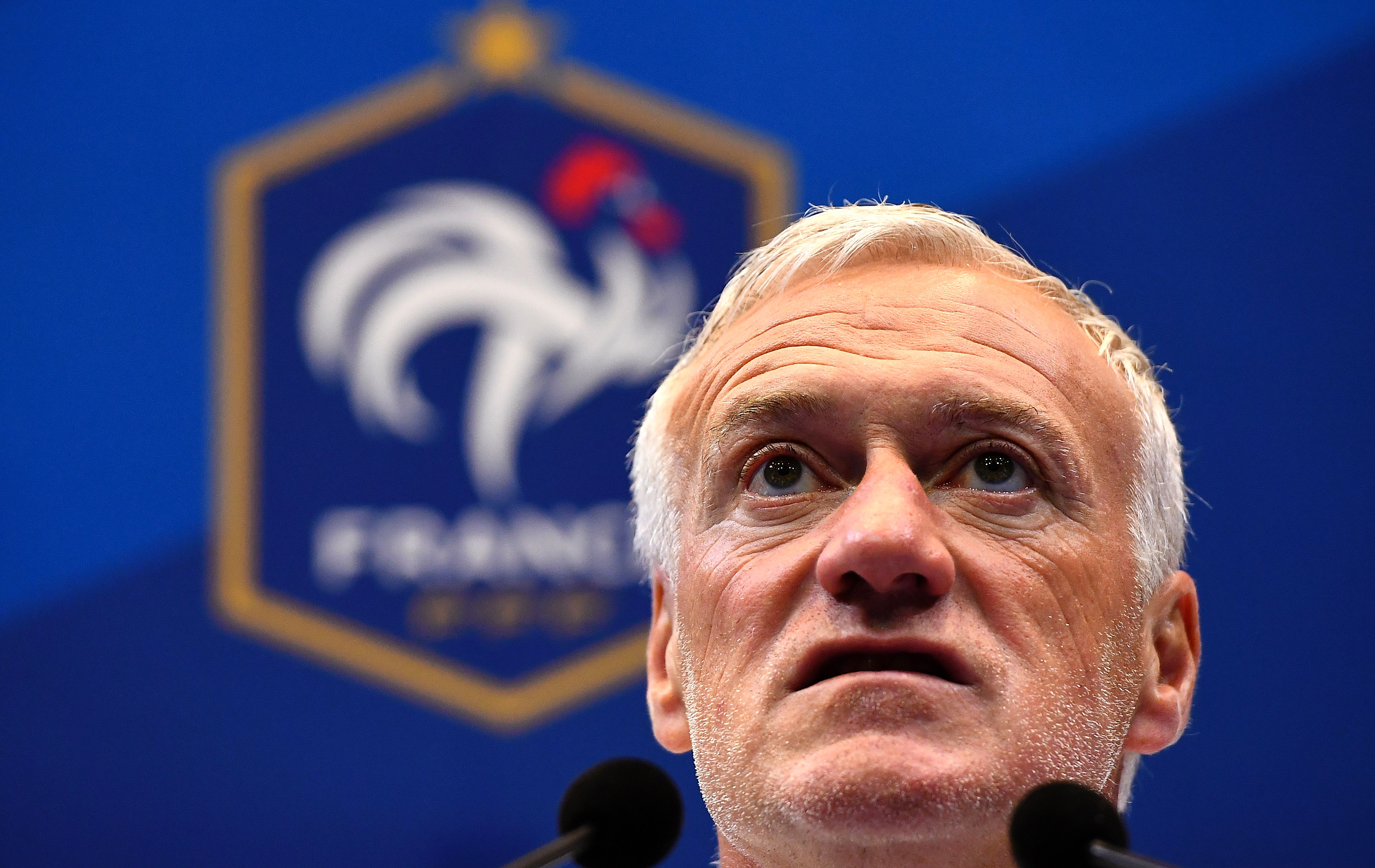 France's head coach Didier Deschamps speaks during press conference in Clairefontaine, near Paris, on March 20, 2017, as part of the team's preparation for the upcoming World Cup 2018 qualifiers.  / AFP PHOTO / FRANCK FIFE        (Photo credit should read FRANCK FIFE/AFP/Getty Images)