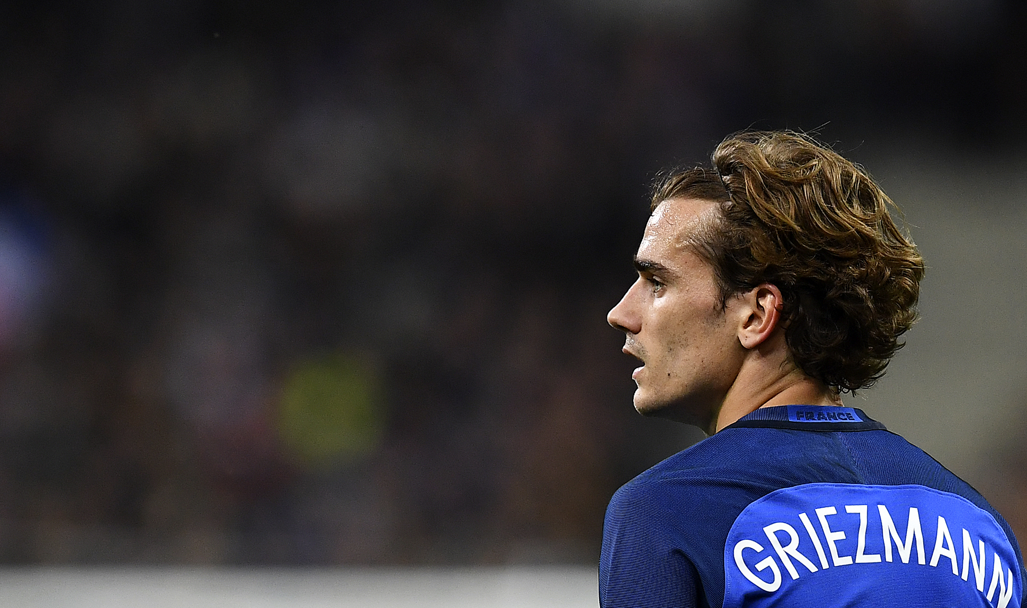 France's forward Antoine Griezmann reacts at the end of the friendly football match France vs Spain on March 28, 2017 at the Stade de France stadium in Saint-Denis, north of Paris.
Spain won the match 0-2. / AFP PHOTO / FRANCK FIFE        (Photo credit should read FRANCK FIFE/AFP/Getty Images)