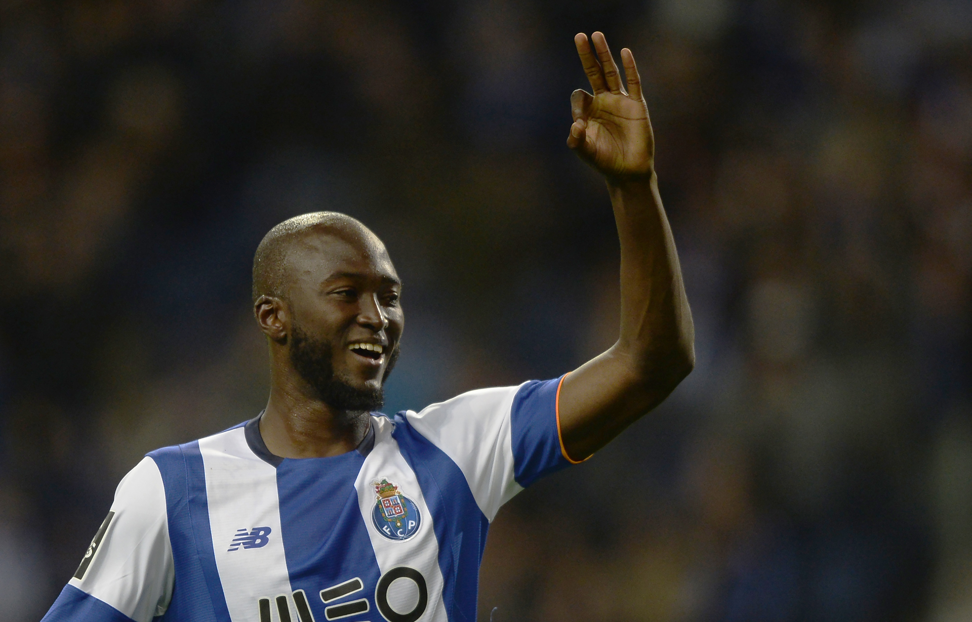 Porto's midfielder Danilo Pereira celebrates after scoring a goal during the Portuguese league football match FC Porto vs CD Nacional Funchal at the Dragao stadium in Porto on April 17, 2016. / AFP / MIGUEL RIOPA        (Photo credit should read MIGUEL RIOPA/AFP/Getty Images)