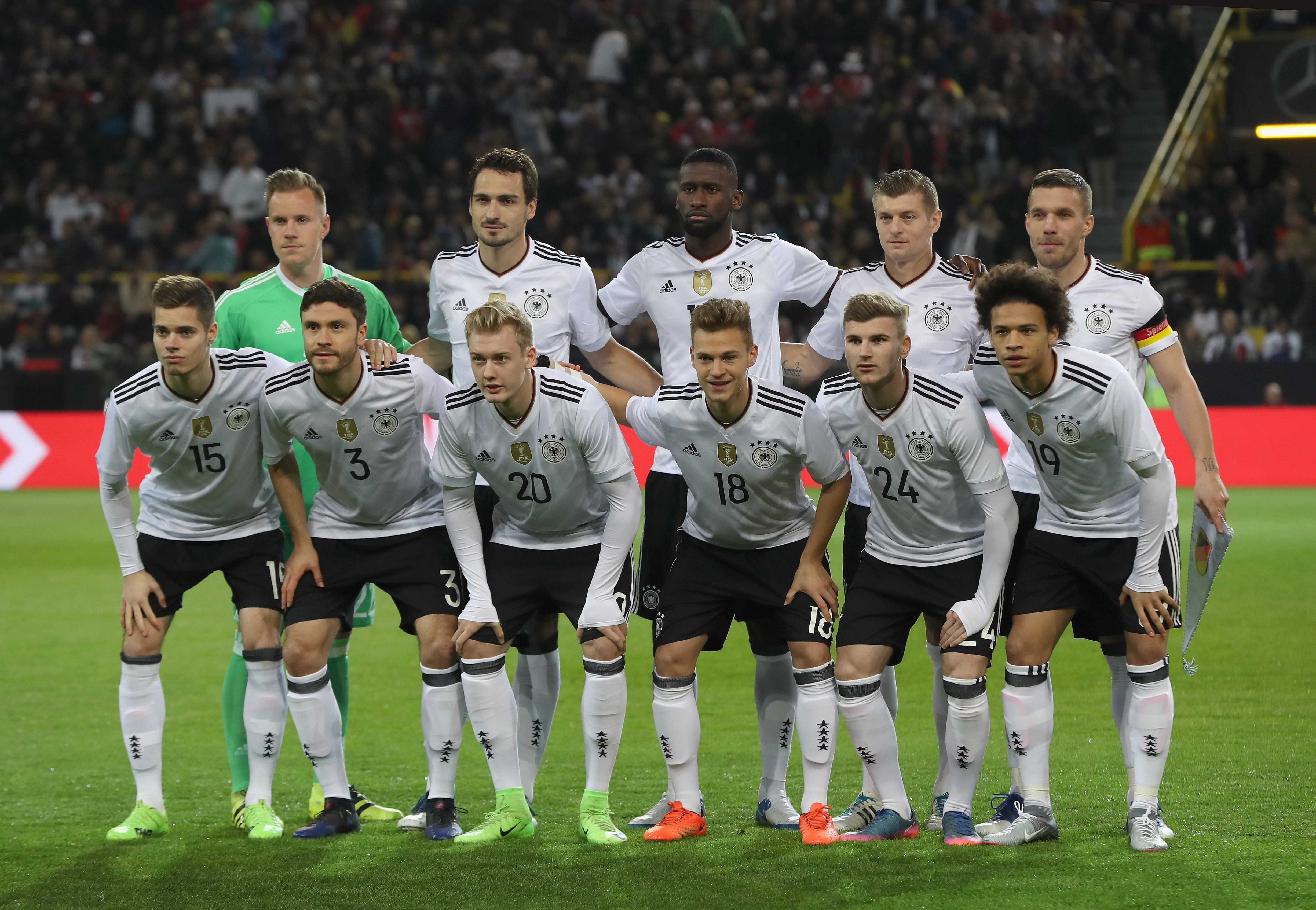 DORTMUND, GERMANY - MARCH 22: The Germany team pose for a photograph prior to the international friendly match between Germany and England at Signal Iduna Park on March 22, 2017 in Dortmund, Germany.  (Photo by Maja Hitij/Bongarts/Getty Images)