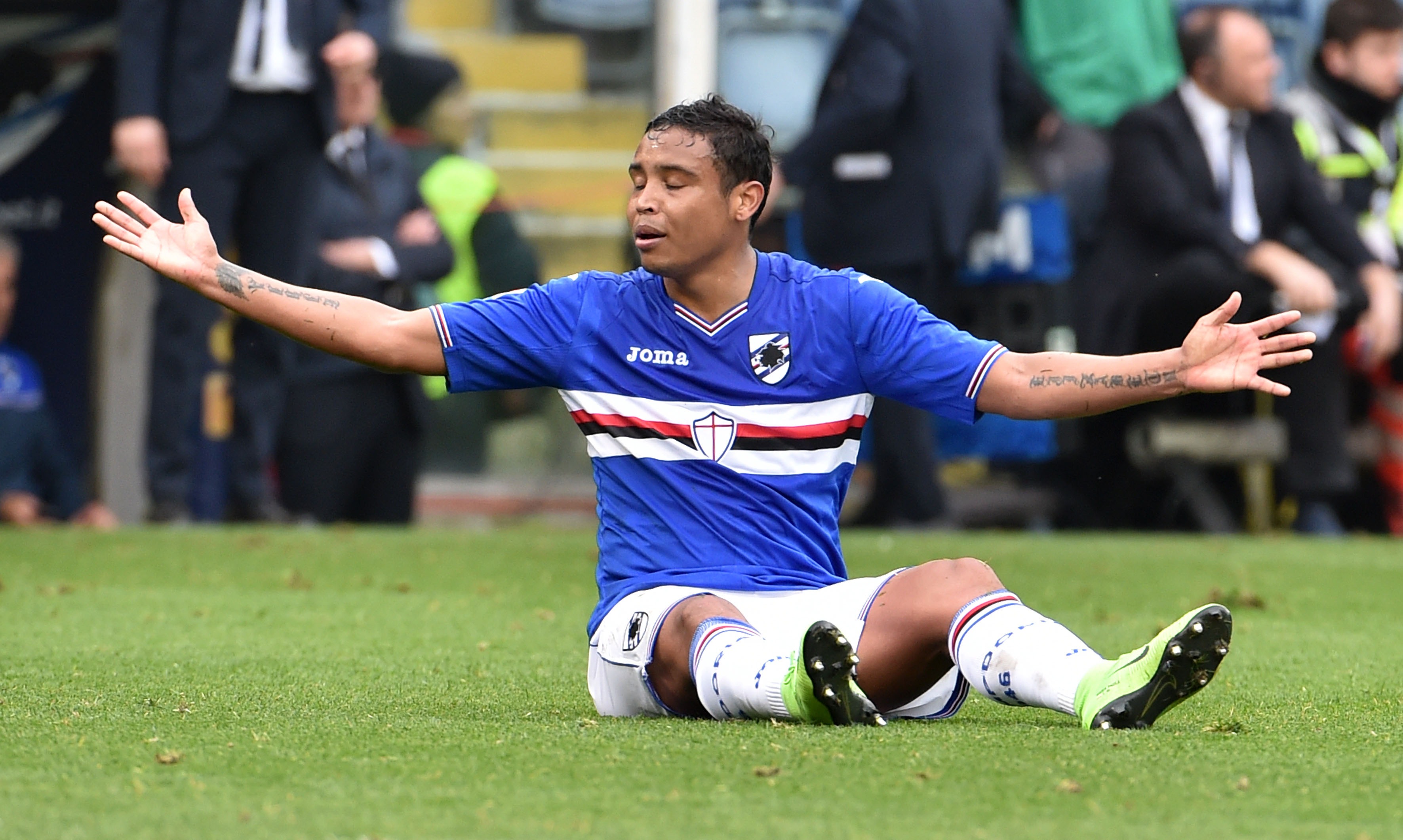 GENOA, ITALY - MARCH 19:  Luis Muriel (Sampdoria) disappointment during the Serie A match between UC Sampdoria and Juventus FC at Stadio Luigi Ferraris on March 19, 2017 in Genoa, Italy.  (Photo by Paolo Rattini/Getty Images)